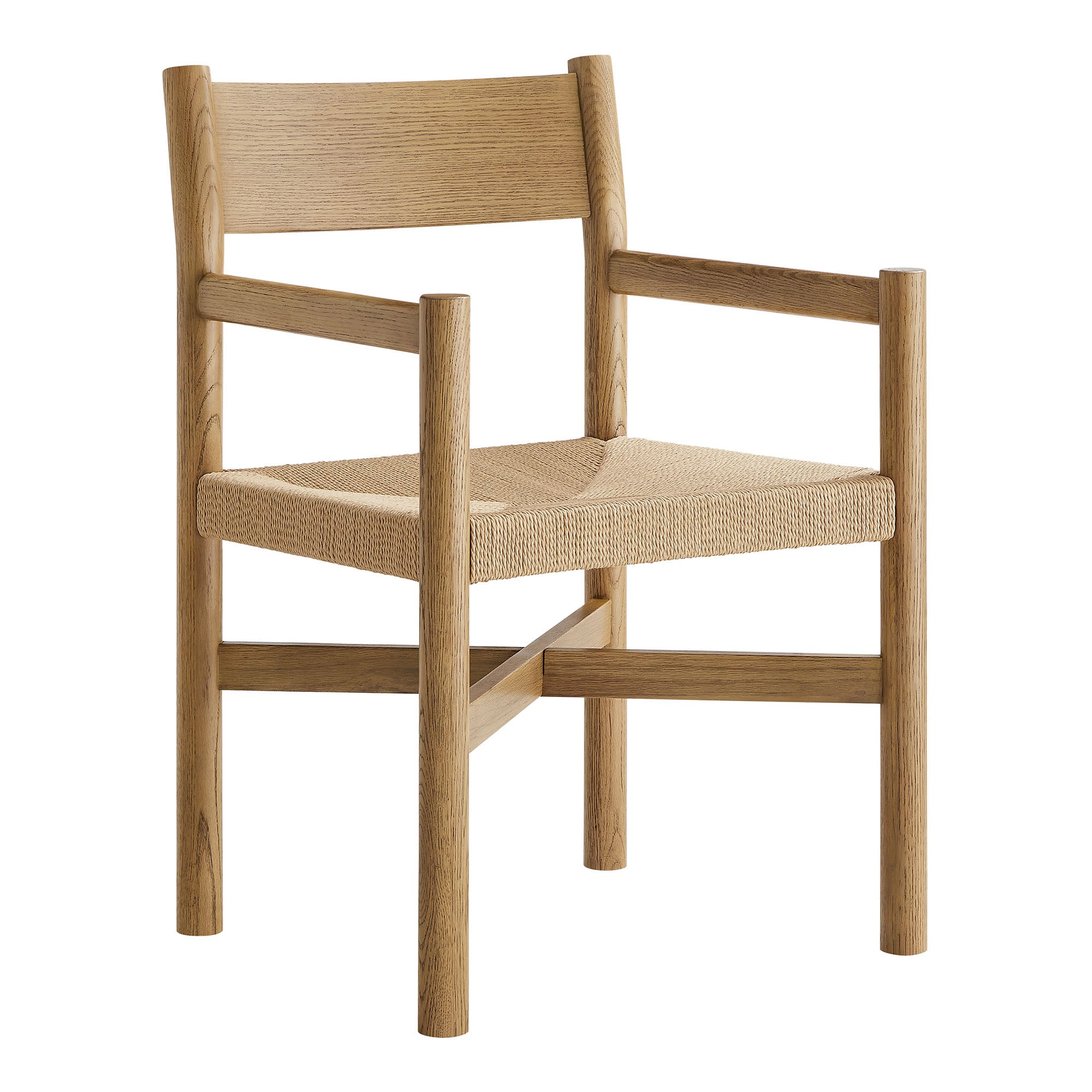 Modway Alvia Oak Wood Dining Armchairs With Woven Seats Set of 2 EEI-7542