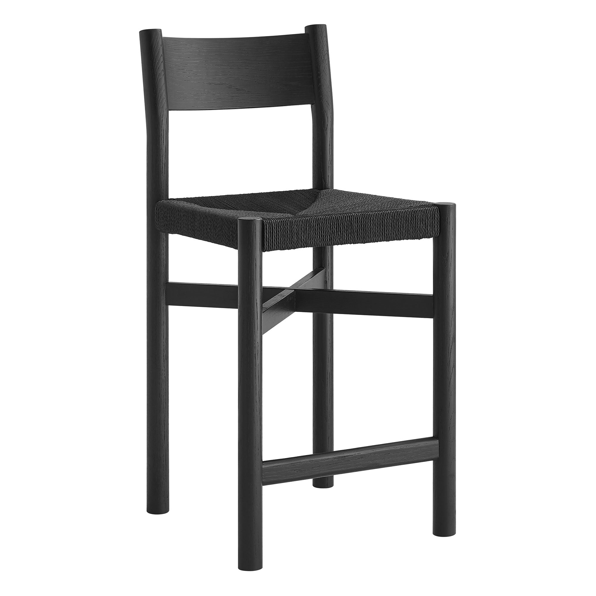 Modway Alvia Oak Wood Counter Stools With Woven Seats Set of 2 EEI-7543