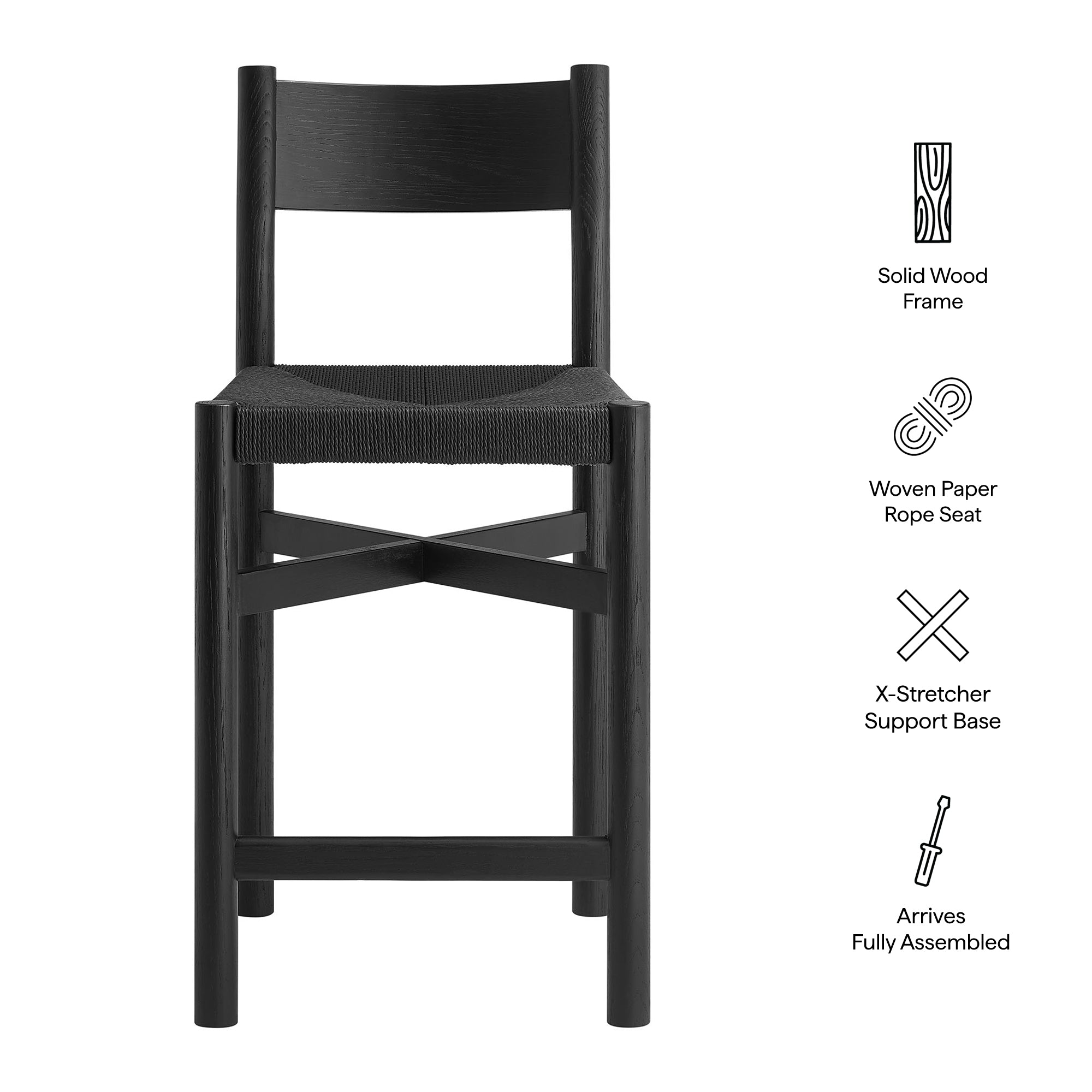 Modway Alvia Oak Wood Counter Stools With Woven Seats Set of 2 EEI-7543