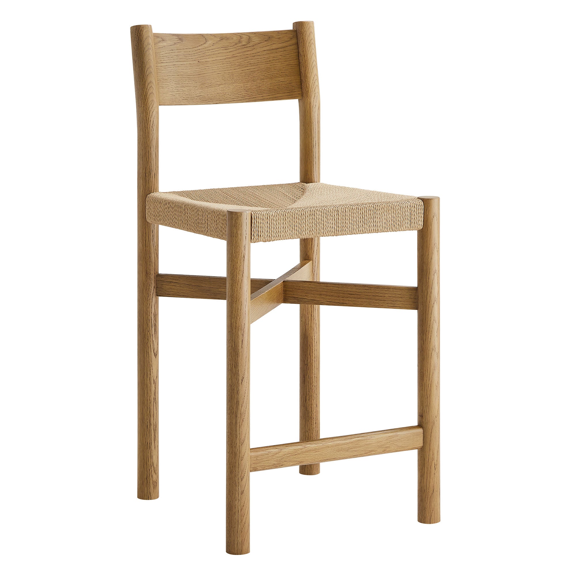 Modway Alvia Oak Wood Counter Stools With Woven Seats Set of 2 EEI-7543