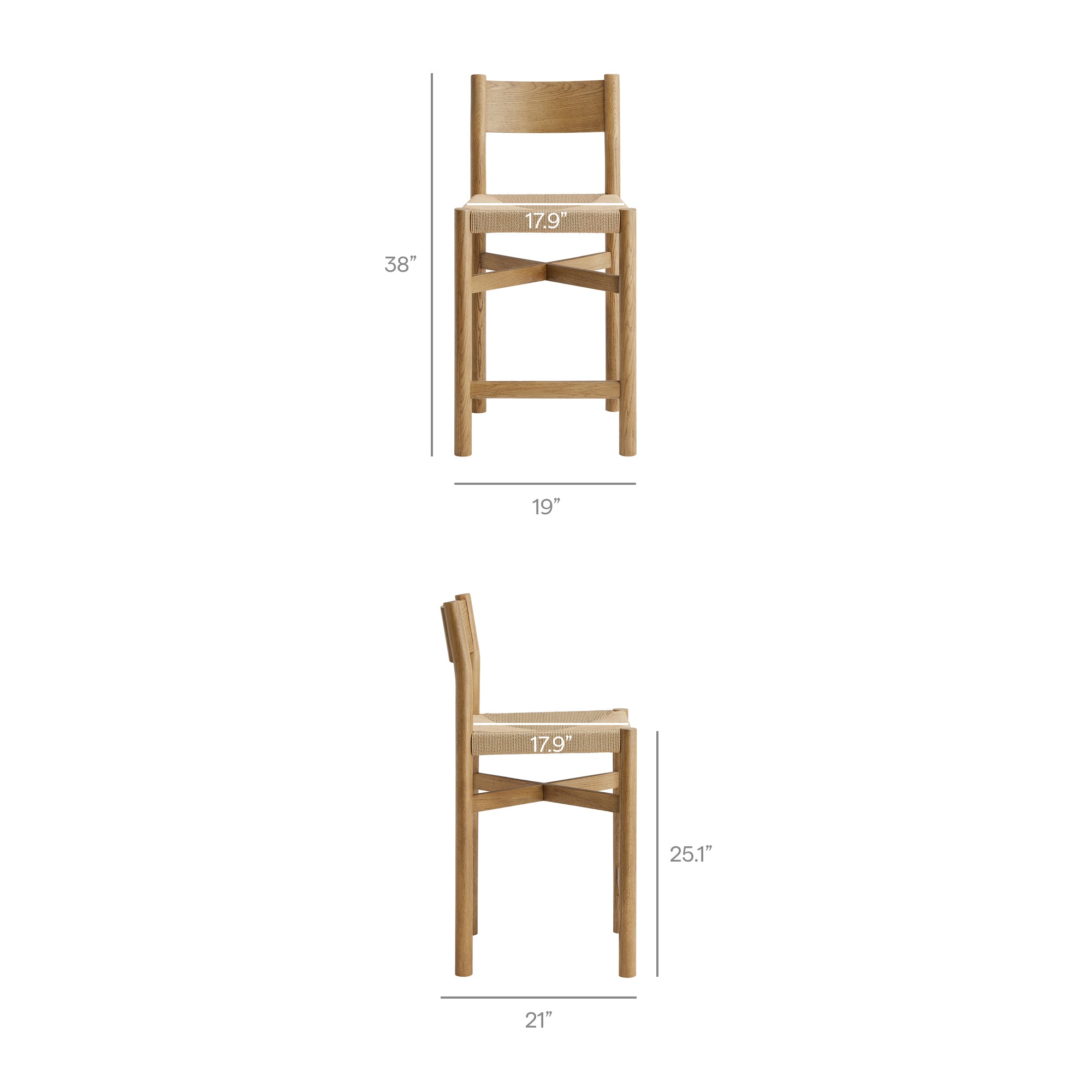 Modway Alvia Oak Wood Counter Stools With Woven Seats Set of 2 EEI-7543