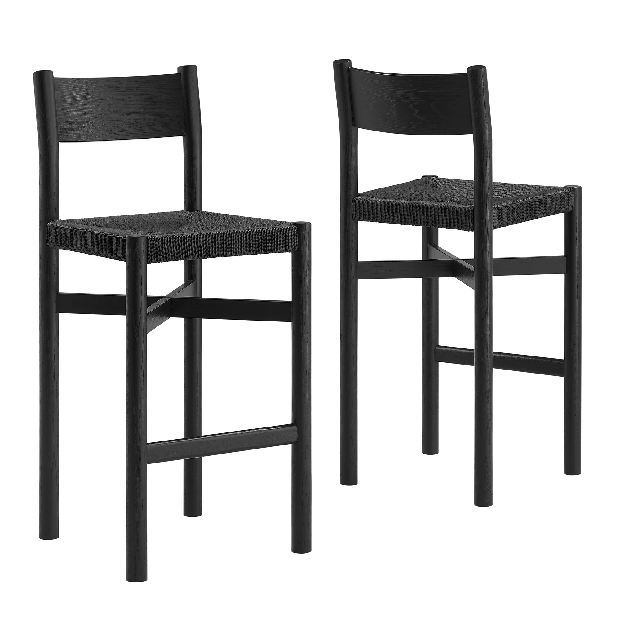 Modway Alvia Oak Wood Bar Stools With Woven Seats Set of 2 EEI-7544