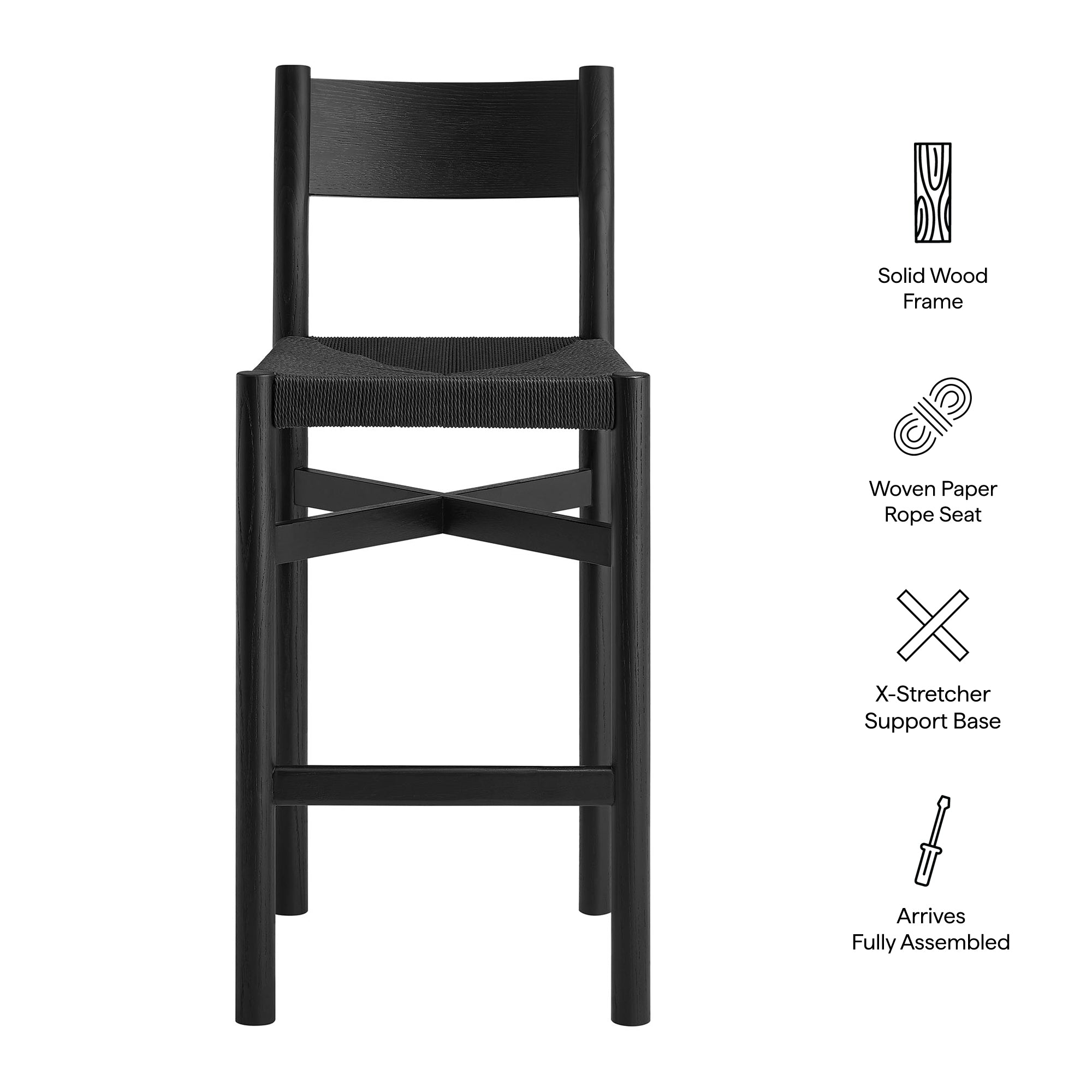 Modway Alvia Oak Wood Bar Stools With Woven Seats Set of 2 EEI-7544