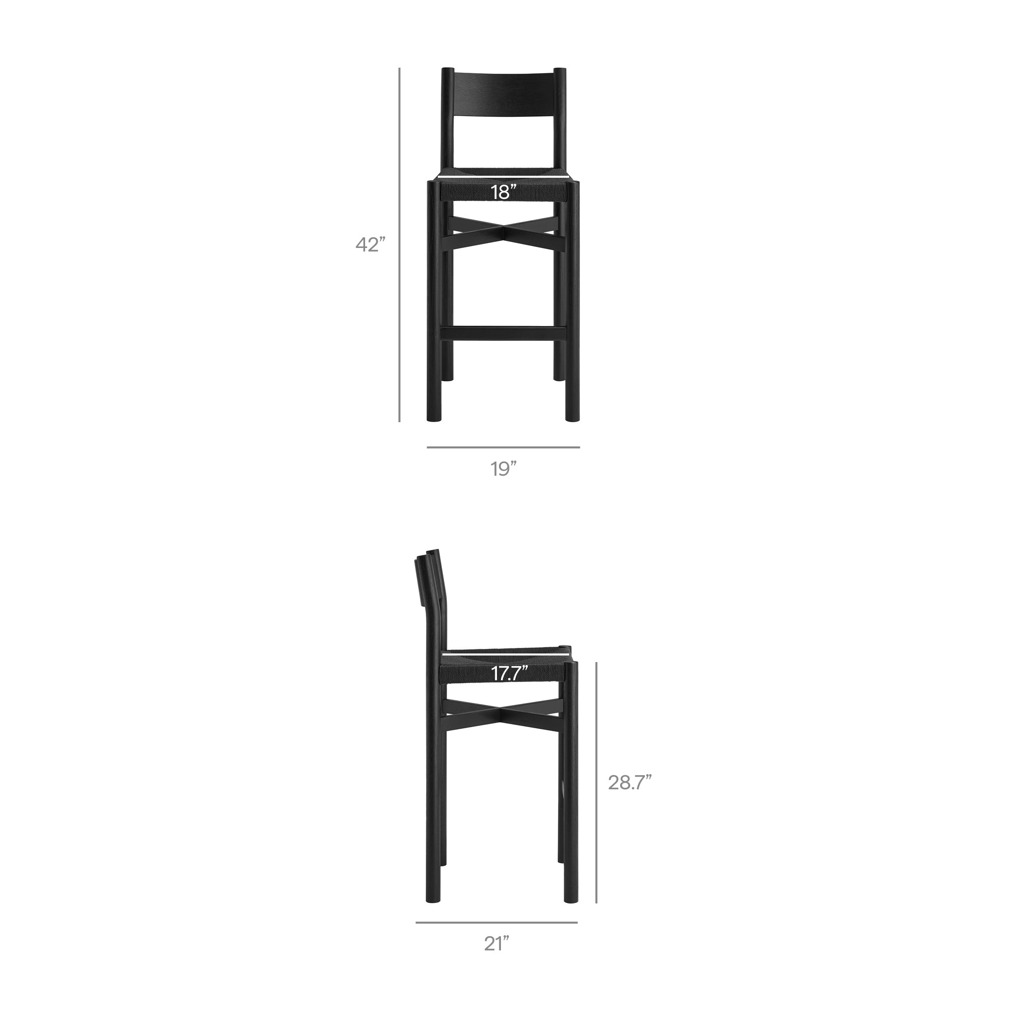 Modway Alvia Oak Wood Bar Stools With Woven Seats Set of 2 EEI-7544