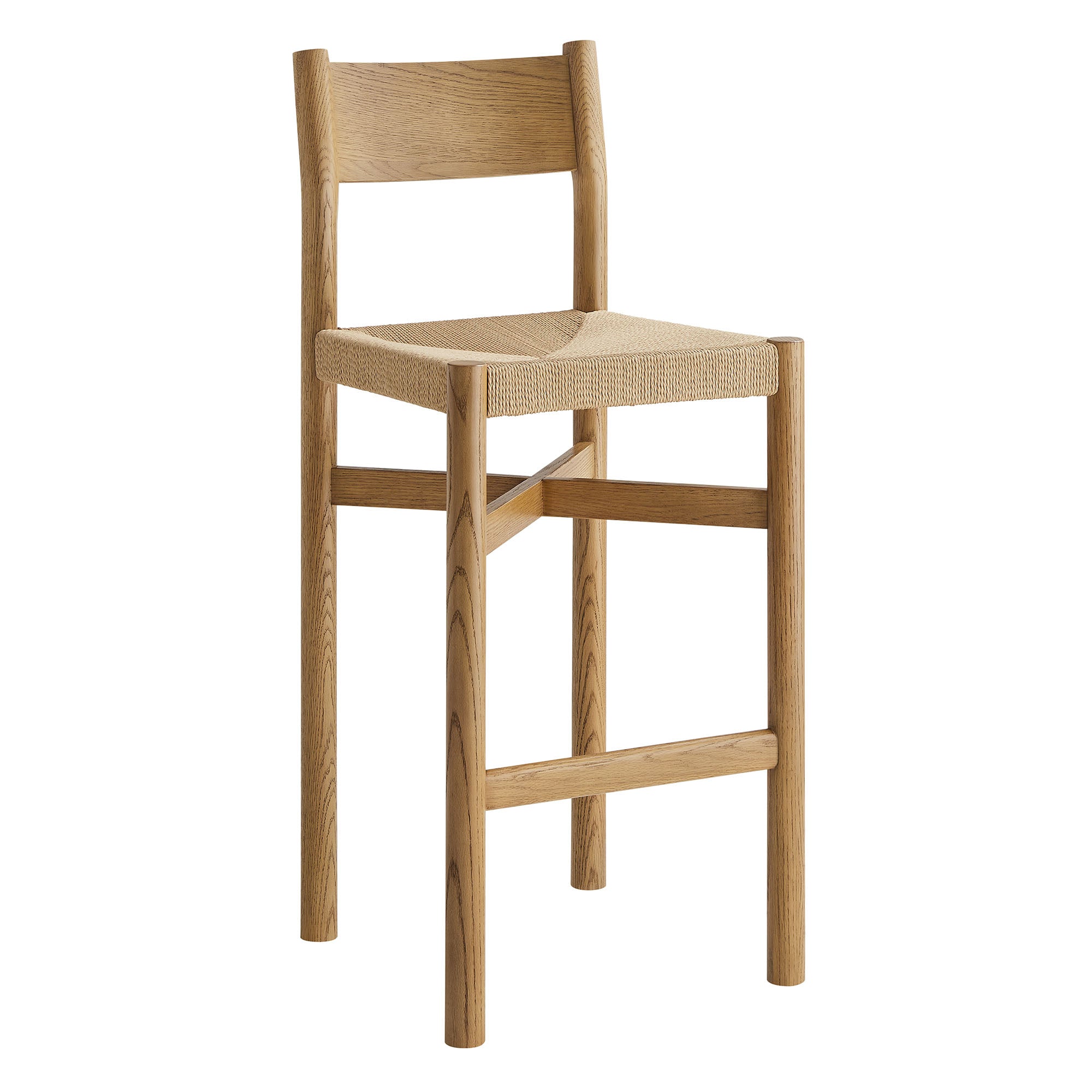 Modway Alvia Oak Wood Bar Stools With Woven Seats Set of 2 EEI-7544