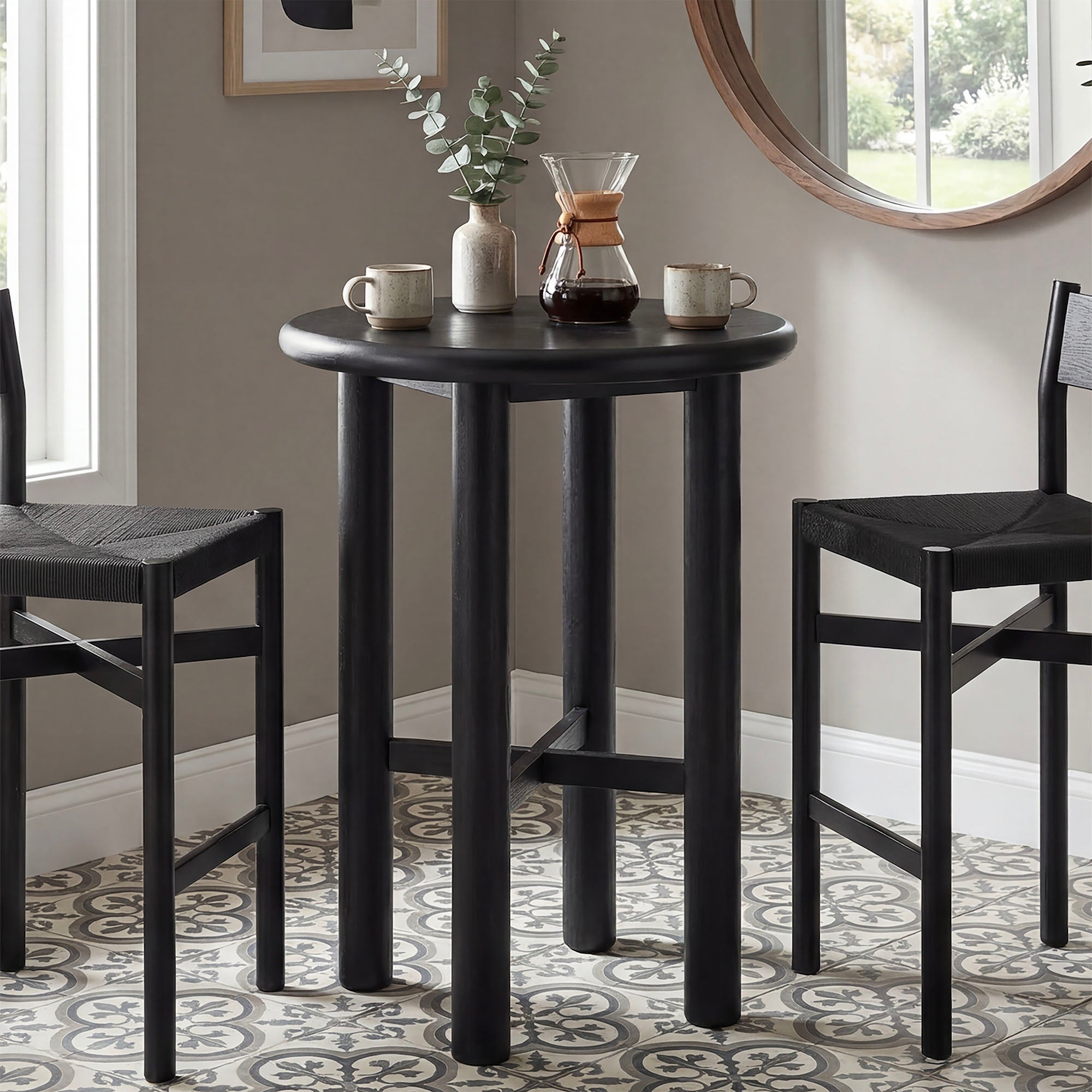 Modway Alvia Round 30" Oak Wood Bar Table EEI-7545