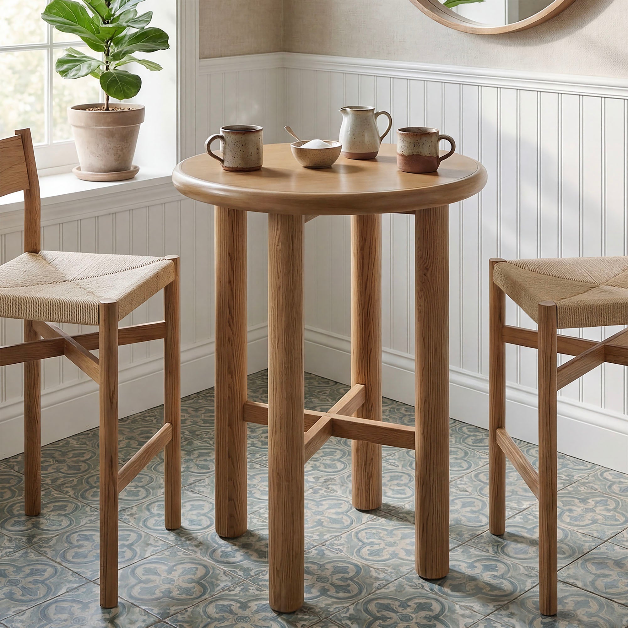 Modway Alvia Round 30" Oak Wood Bar Table EEI-7545
