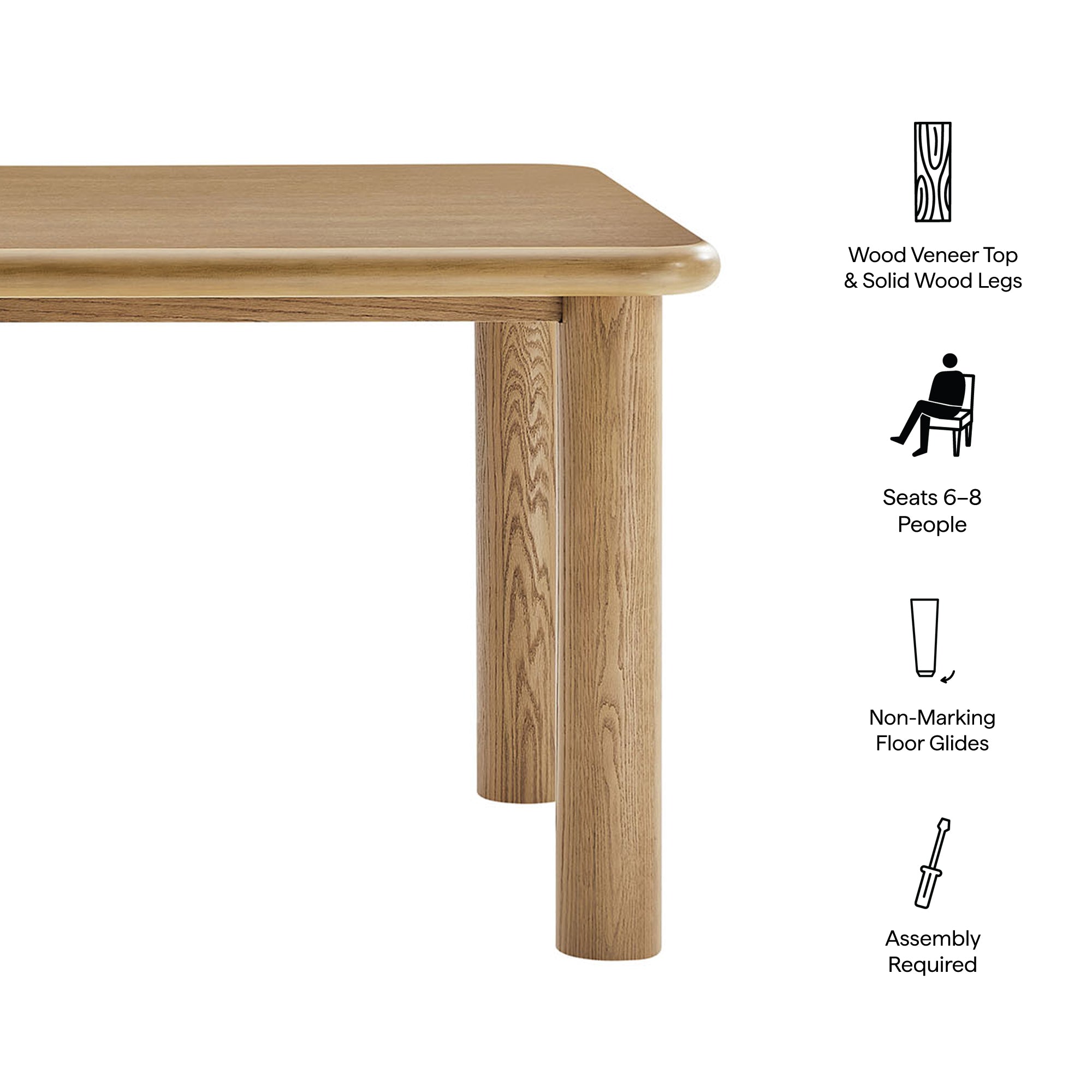 Modway Alvia 72" Rectangular Oak Wood Dining Table EEI-7548