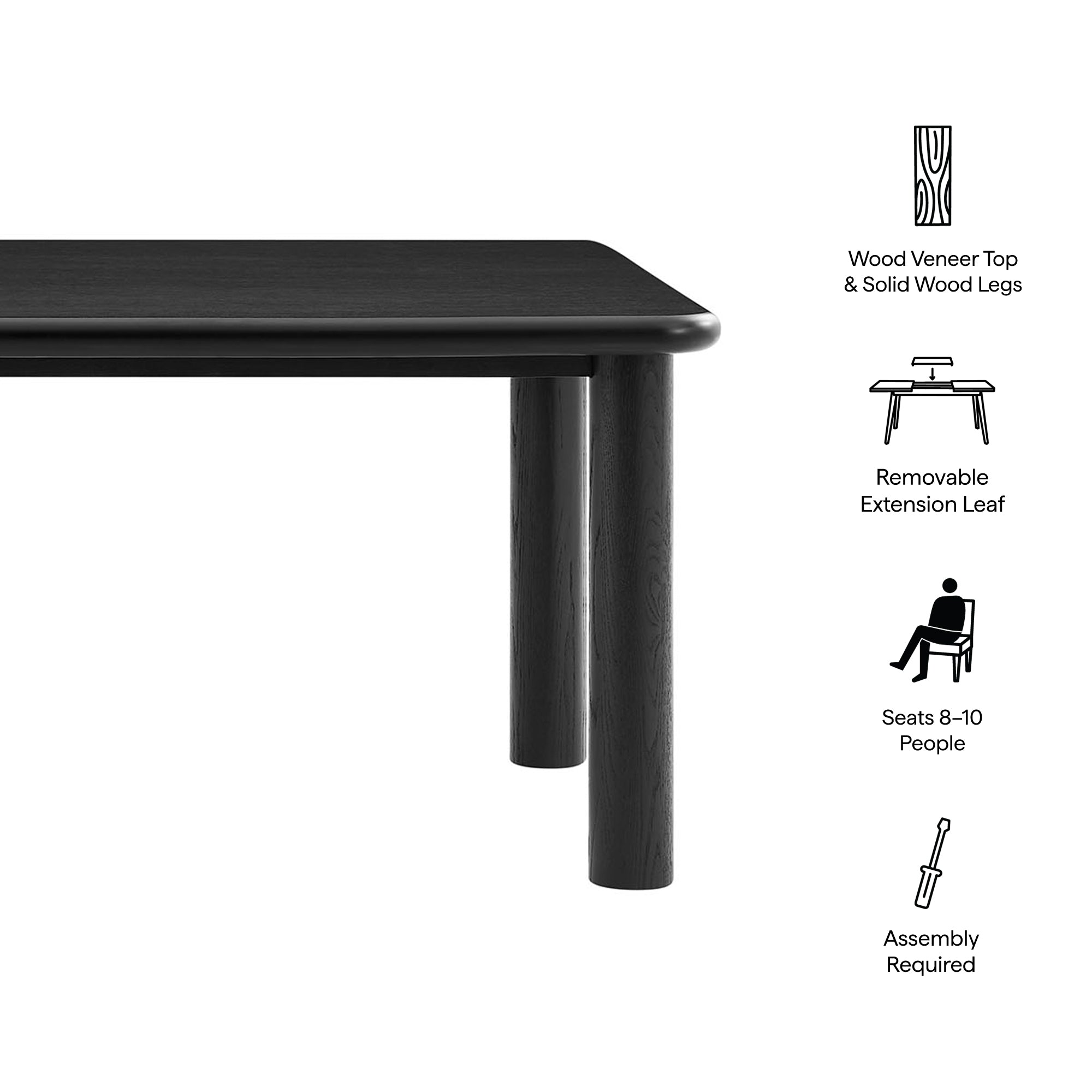 Modway Alvia 86"-105" Extendable Rectangular Oak Wood Dining Table EEI-7549