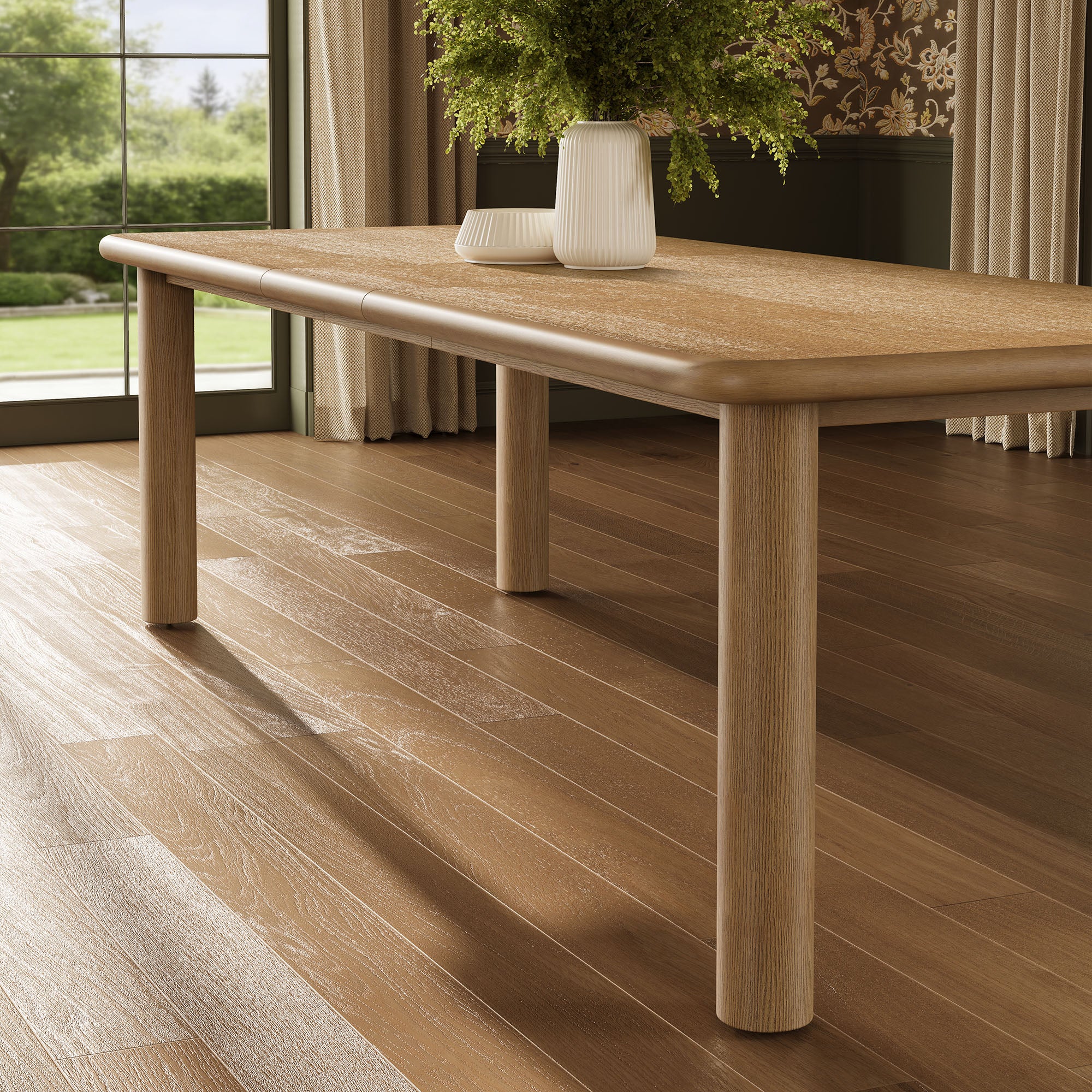 Modway Alvia 86"-105" Extendable Rectangular Oak Wood Dining Table EEI-7549