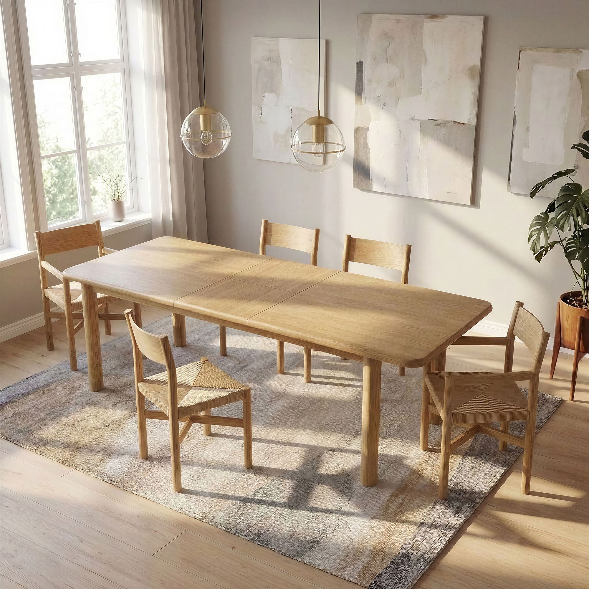 Modway Alvia 86"-105" Extendable Rectangular Oak Wood Dining Table EEI-7549