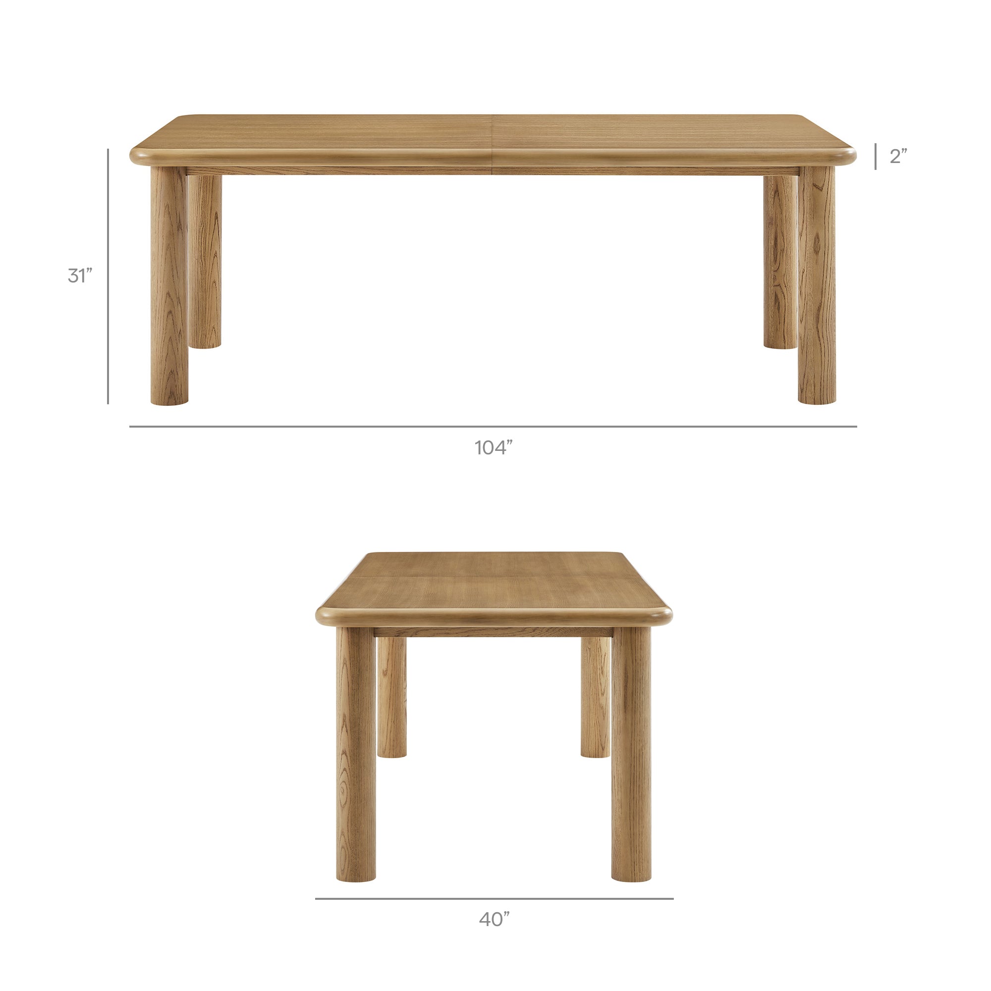 Modway Alvia 86"-105" Extendable Rectangular Oak Wood Dining Table EEI-7549