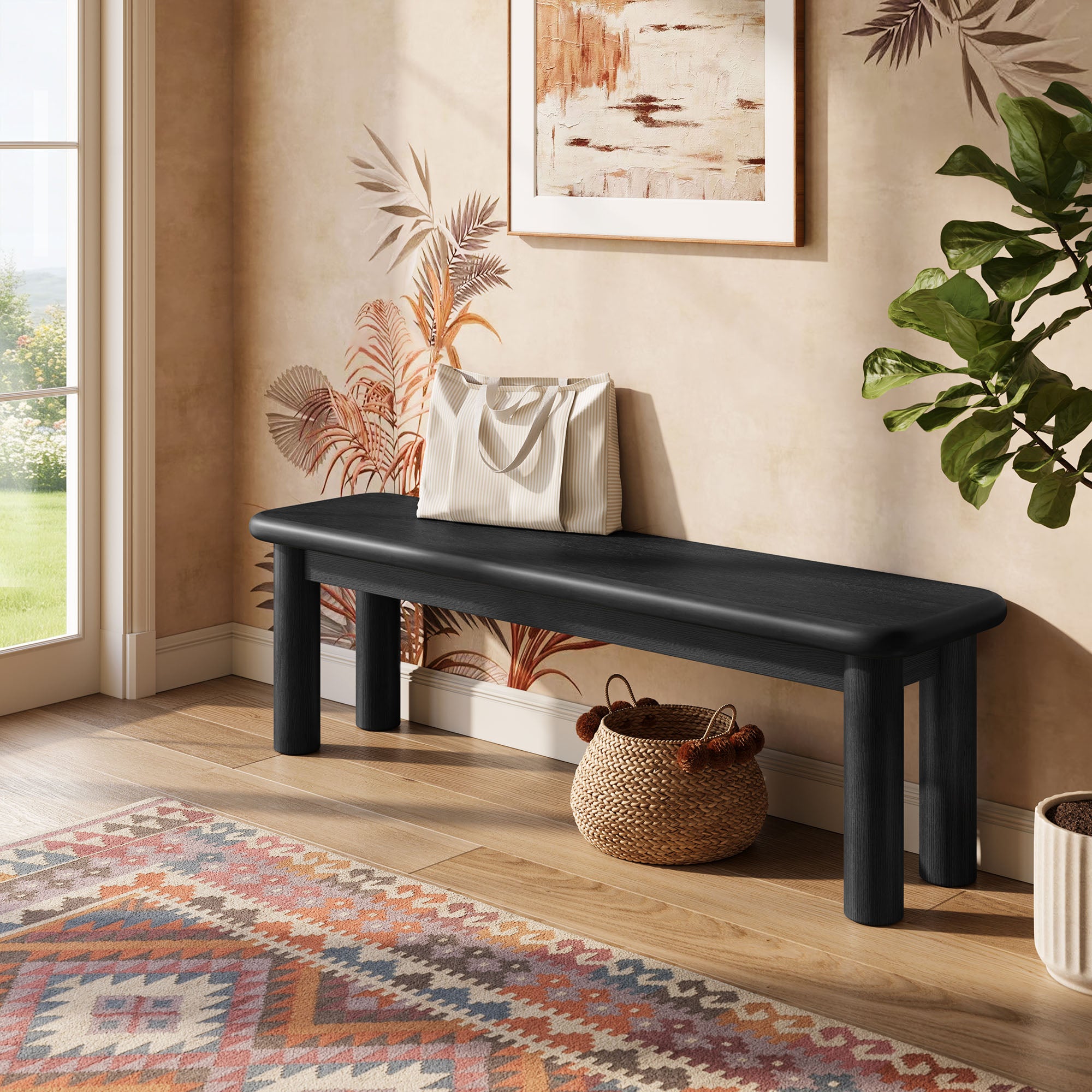 Modway Alvia 58" Oak Wood Bench EEI-7550