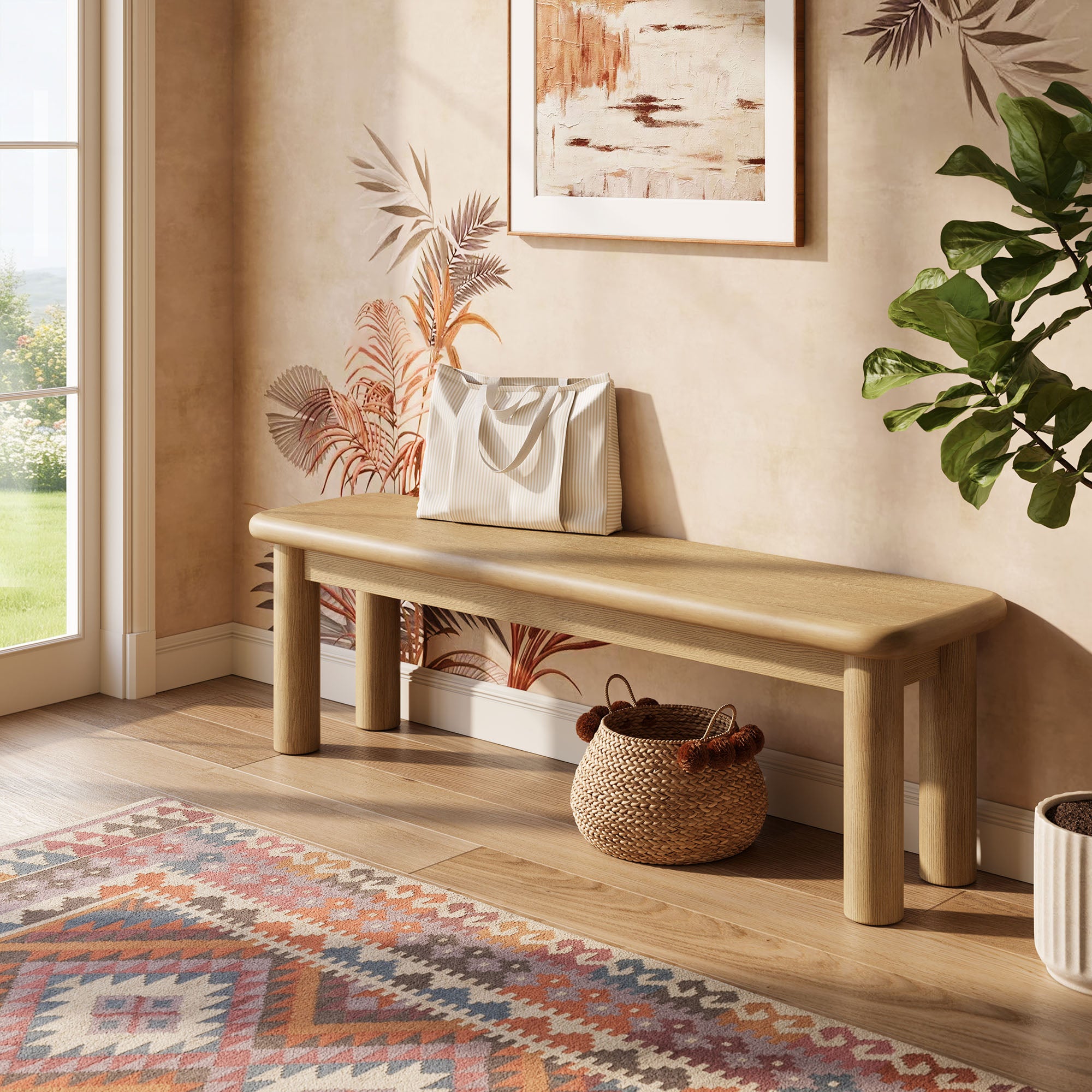 Modway Alvia 58" Oak Wood Bench EEI-7550