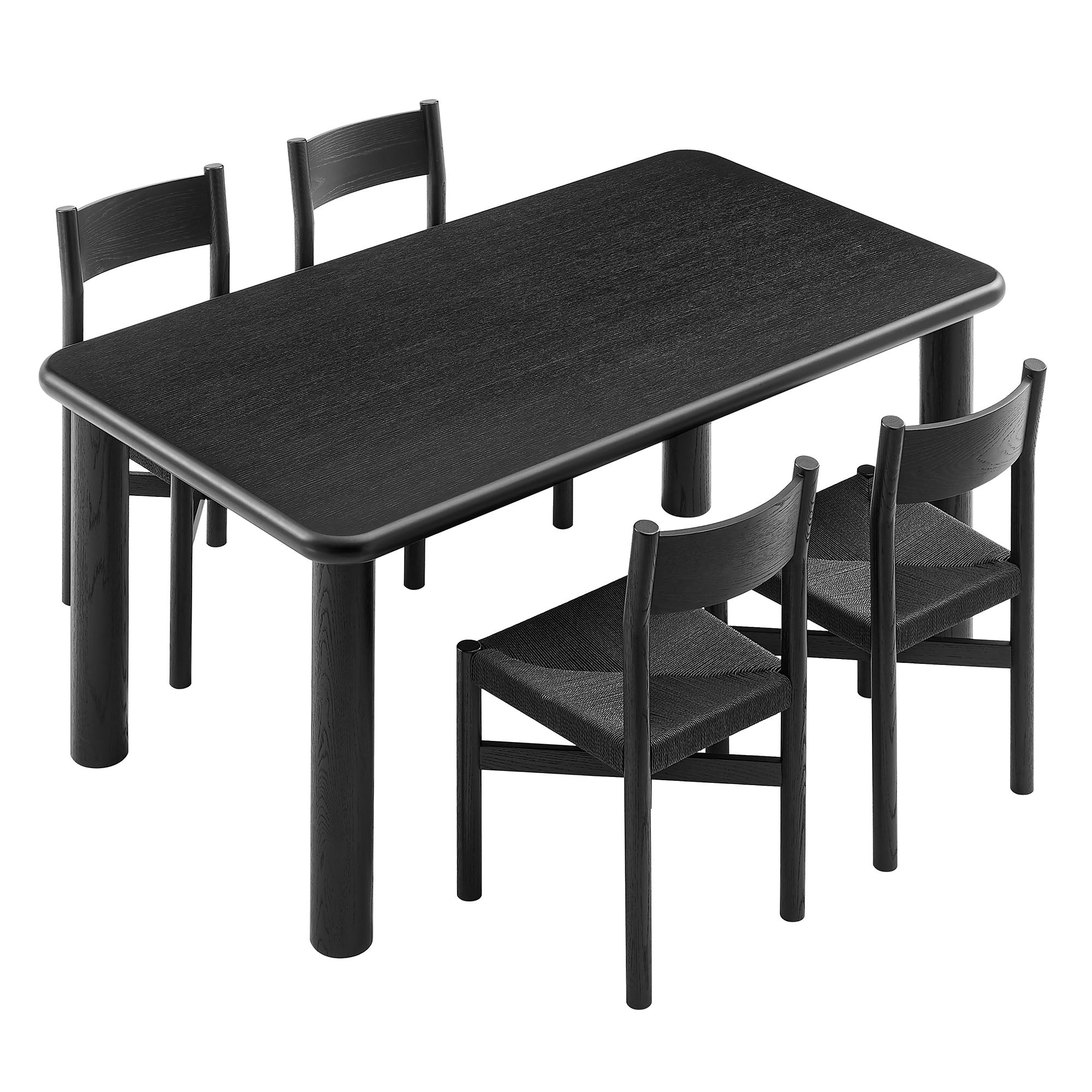 Modway Alvia 5-Piece Oak Wood Dining Table and Chairs Set EEI-7551