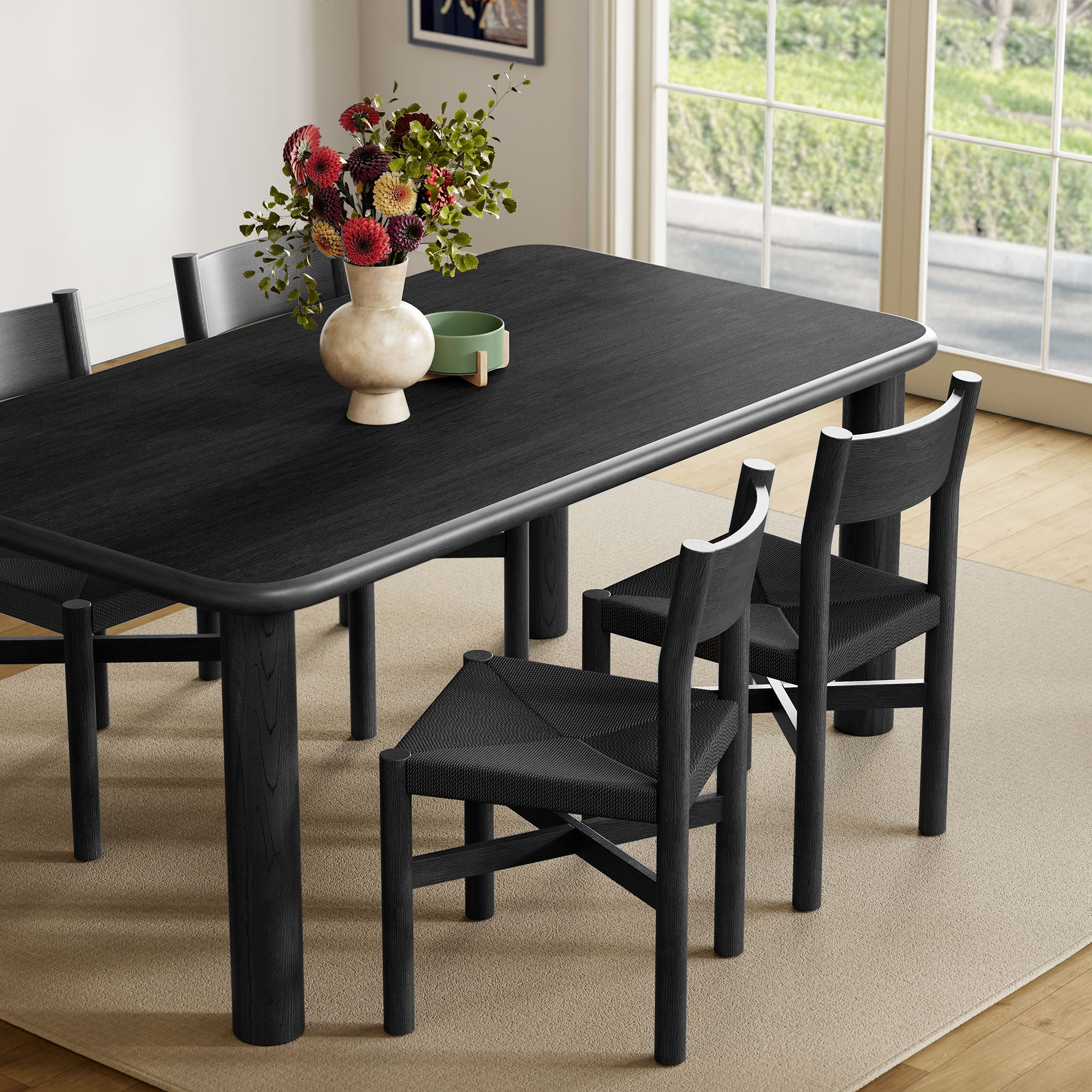 Modway Alvia 5-Piece Oak Wood Dining Table and Chairs Set EEI-7551
