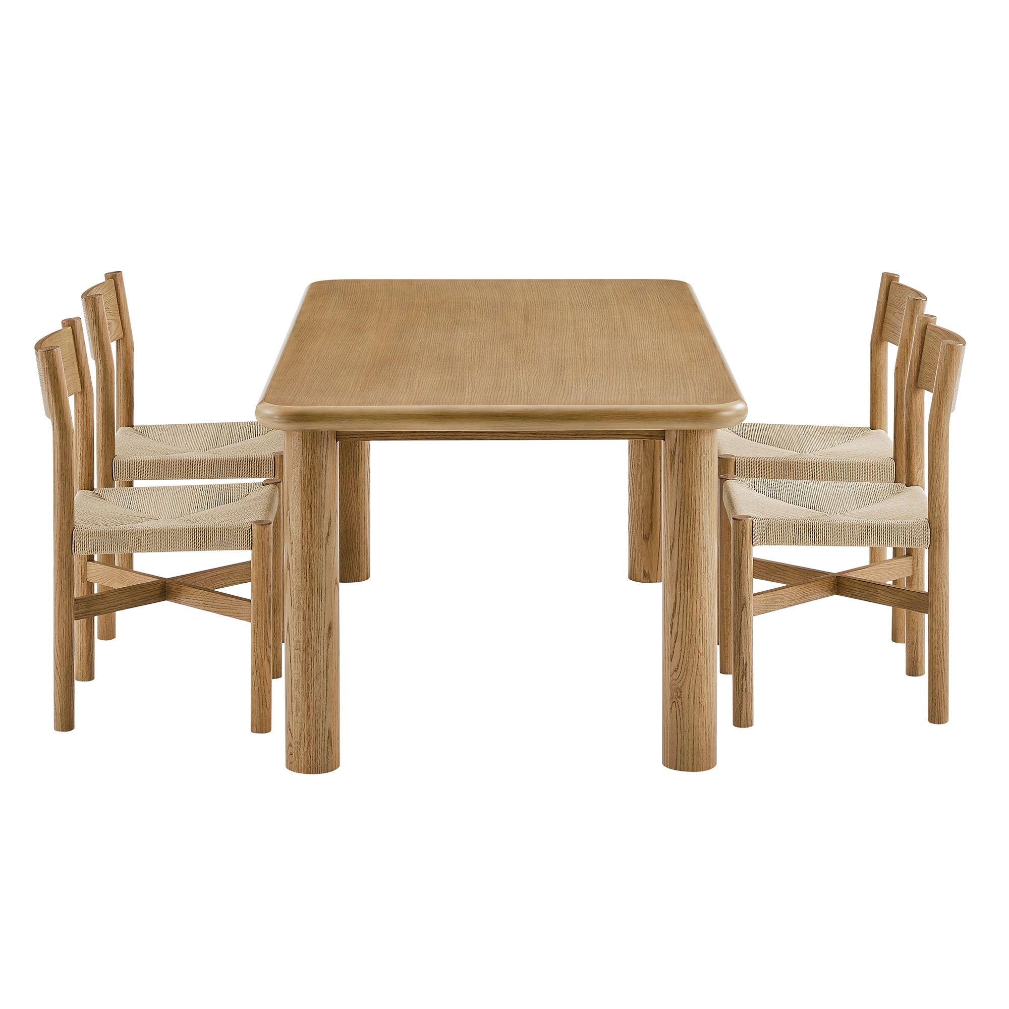Modway Alvia 5-Piece Oak Wood Dining Table and Chairs Set EEI-7551