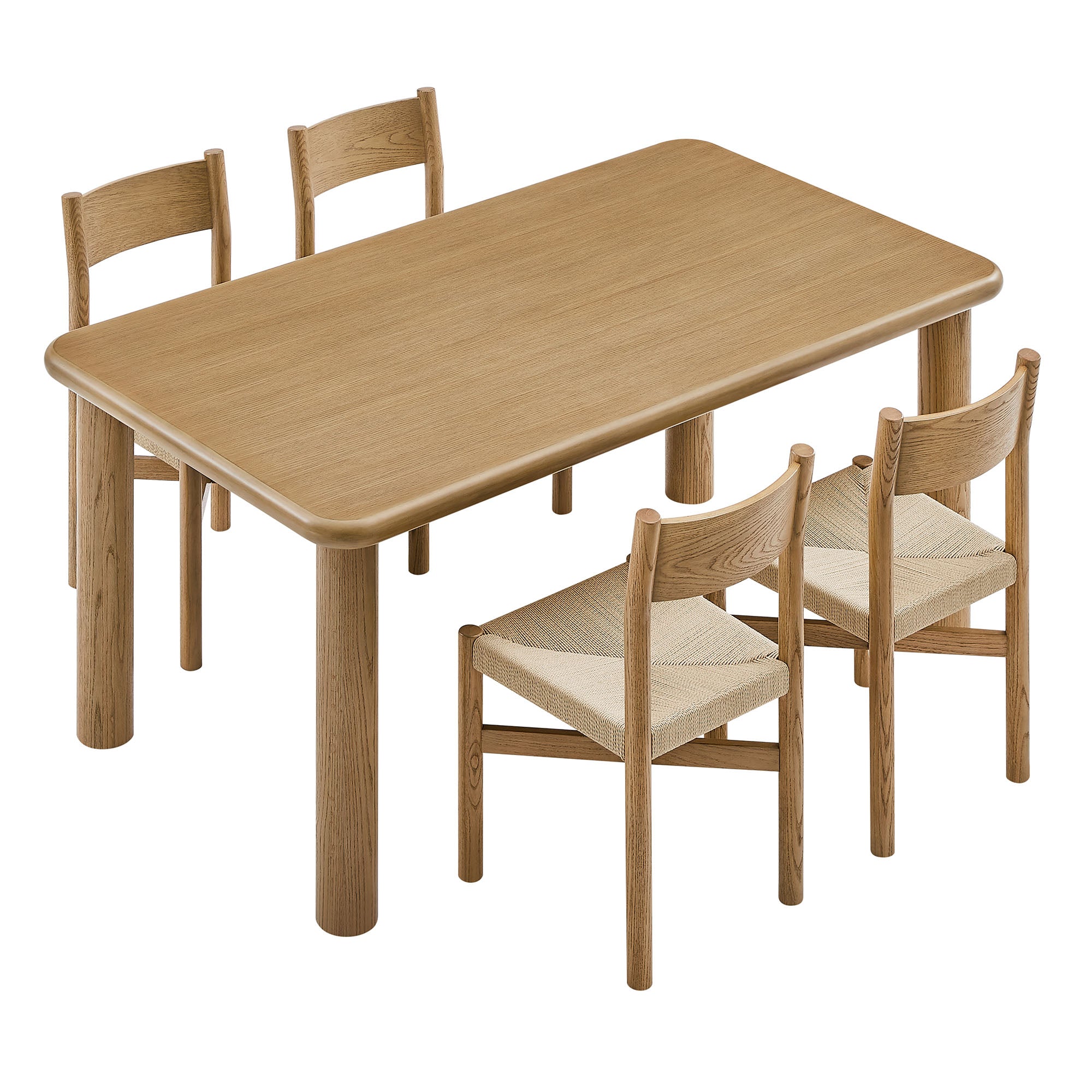 Modway Alvia 5-Piece Oak Wood Dining Table and Chairs Set EEI-7551