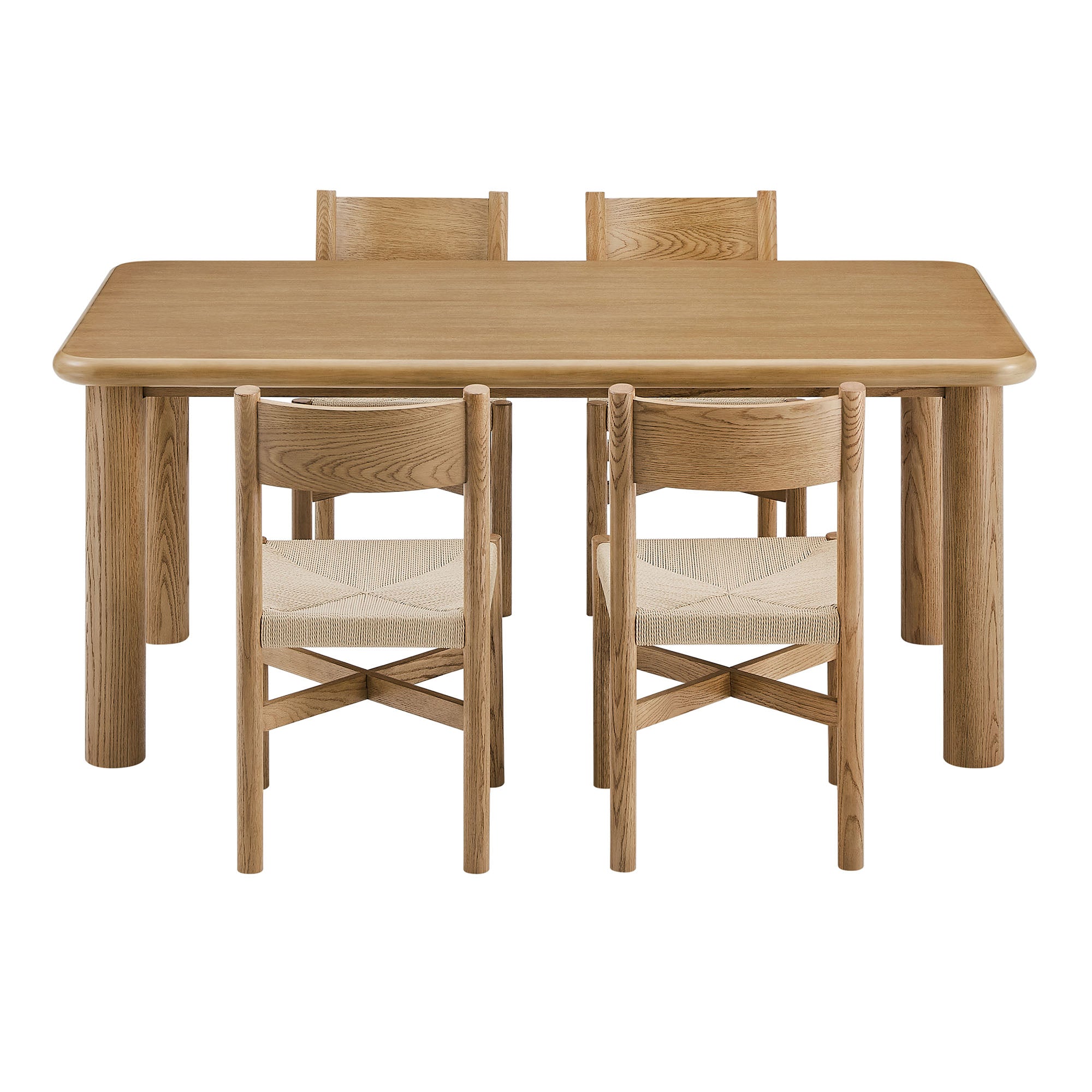 Modway Alvia 5-Piece Oak Wood Dining Table and Chairs Set EEI-7551