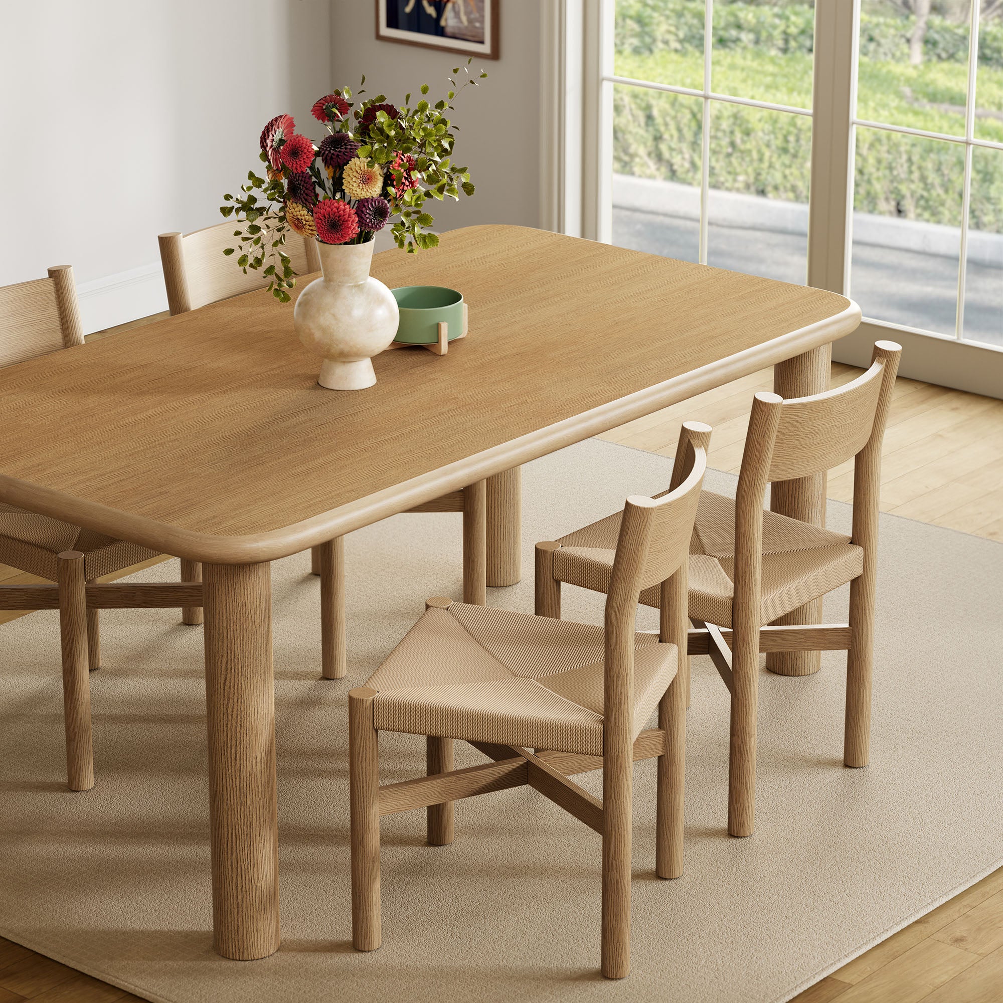 Modway Alvia 5-Piece Oak Wood Dining Table and Chairs Set EEI-7551