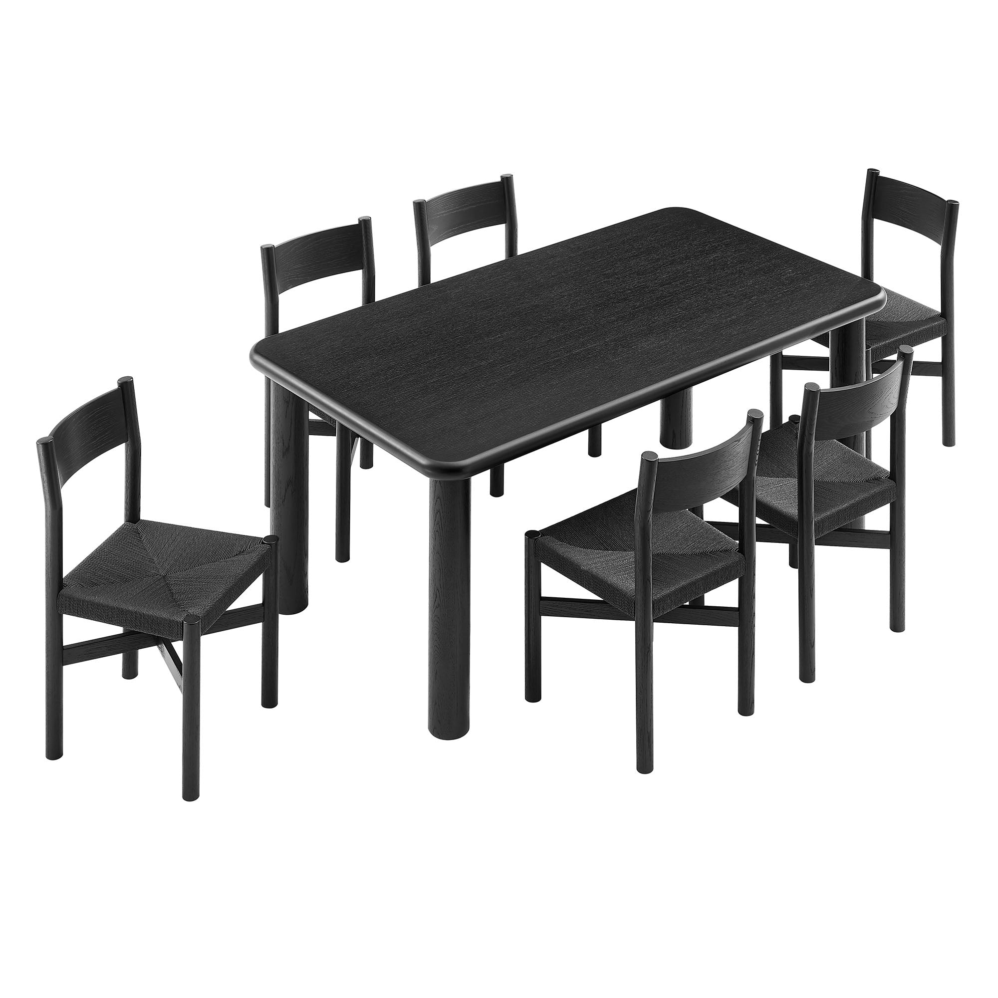 Modway Alvia 7-Piece Oak Wood Dining Table and Chairs Set EEI-7552