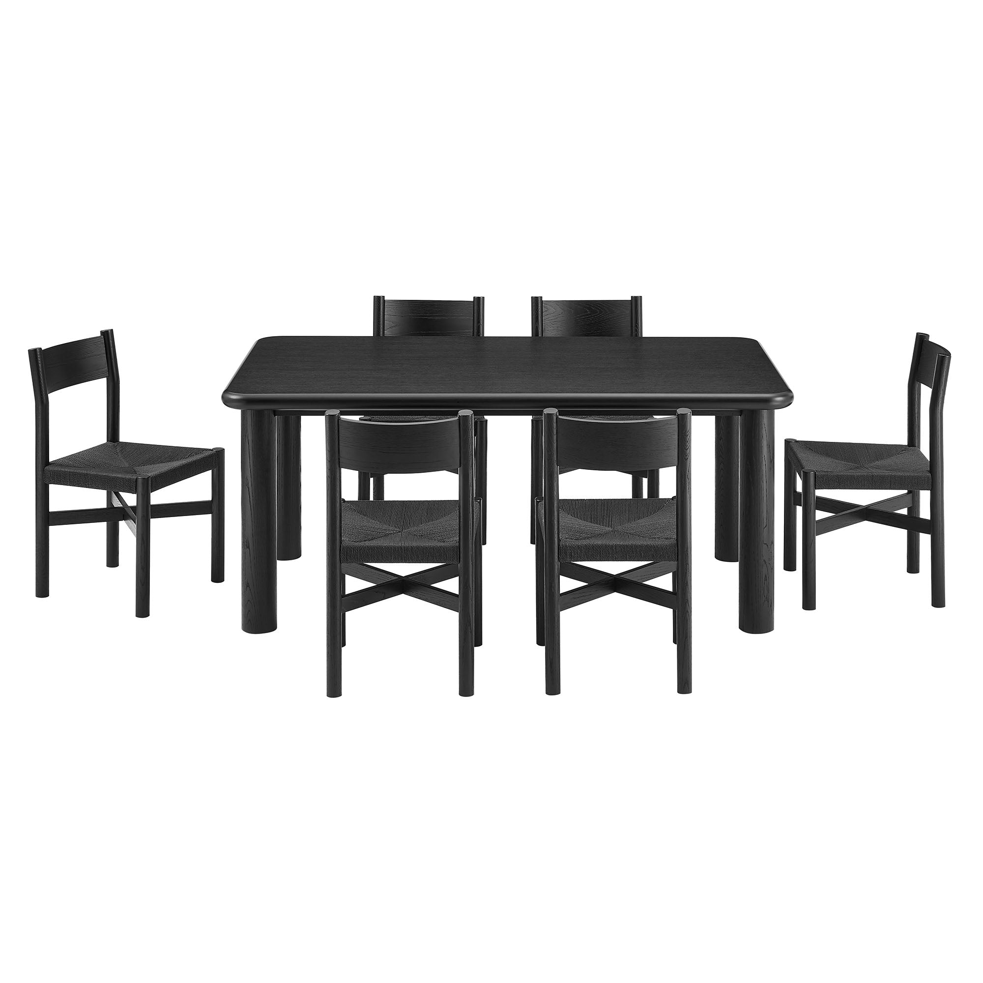 Modway Alvia 7-Piece Oak Wood Dining Table and Chairs Set EEI-7552