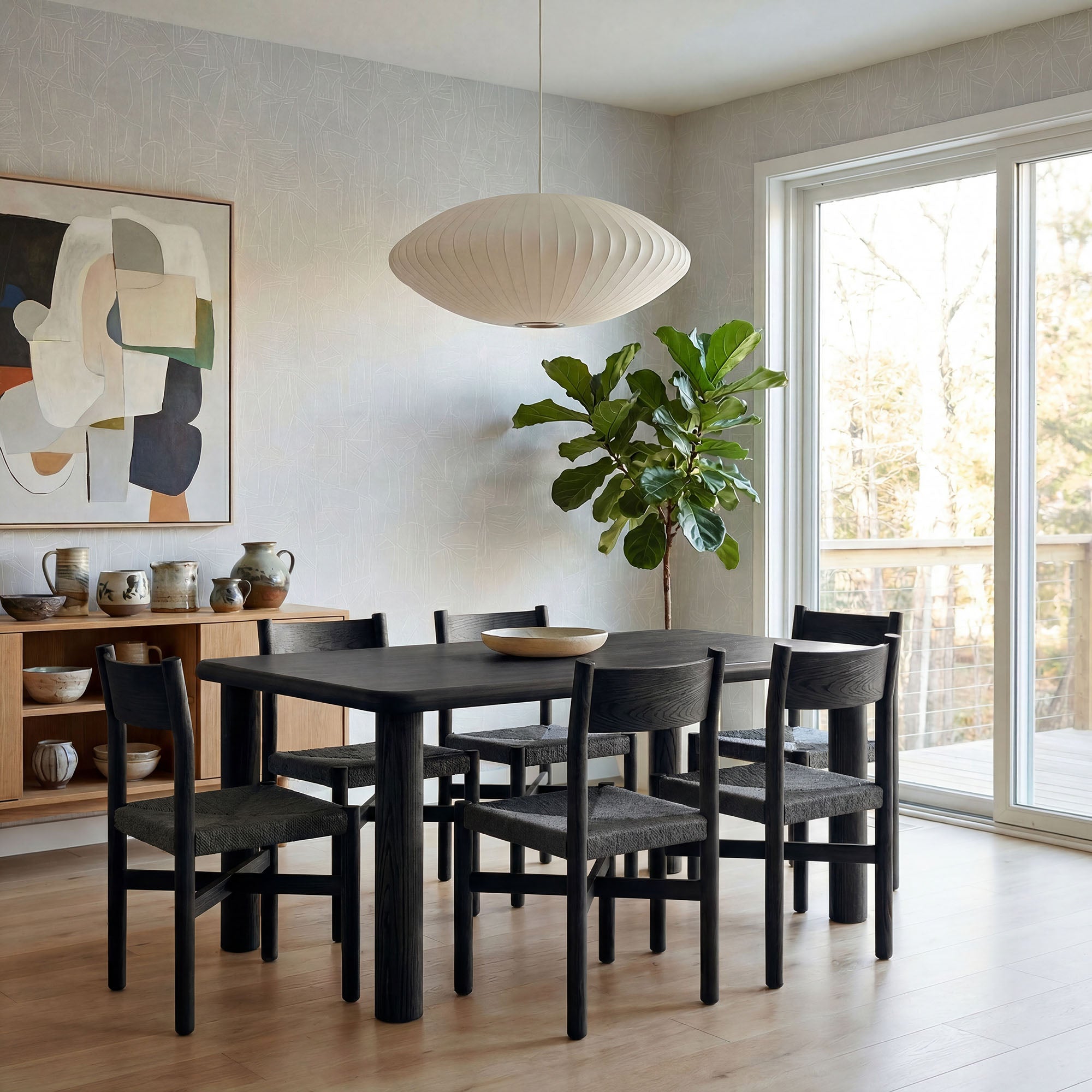Modway Alvia 7-Piece Oak Wood Dining Table and Chairs Set EEI-7552