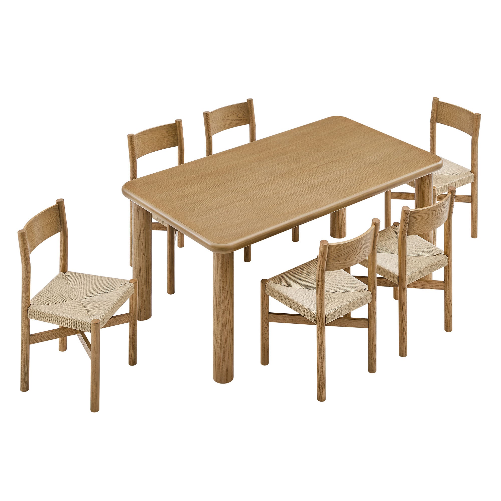 Modway Alvia 7-Piece Oak Wood Dining Table and Chairs Set EEI-7552