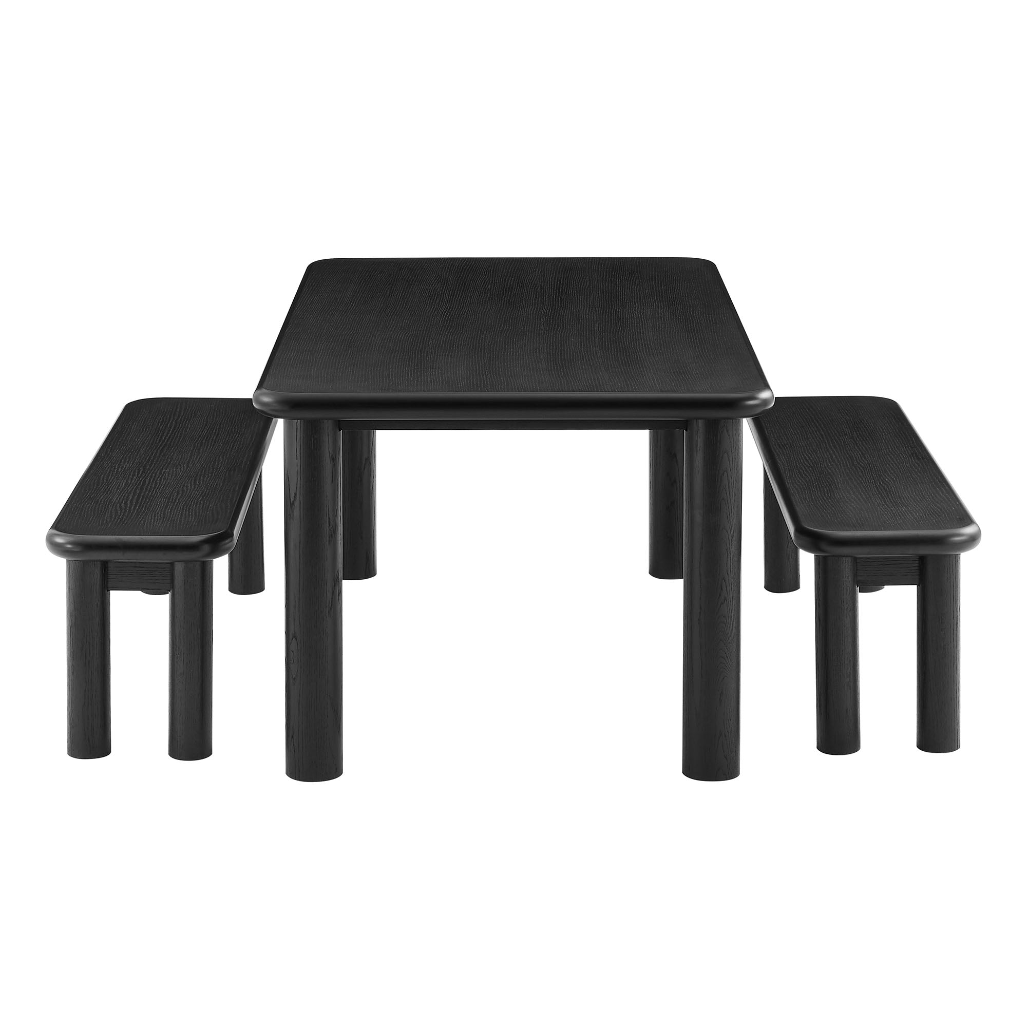 Modway Alvia 3-Piece Oak Wood Dining Table and Benches Set EEI-7553