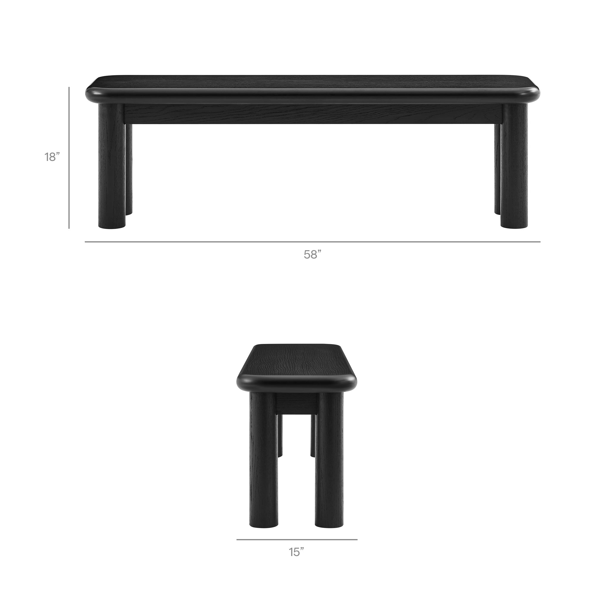 Modway Alvia 3-Piece Oak Wood Dining Table and Benches Set EEI-7553