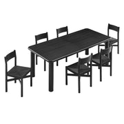 Modway Alvia 7-Piece Oak Wood Extendable Dining Table and Chairs Set EEI-7554