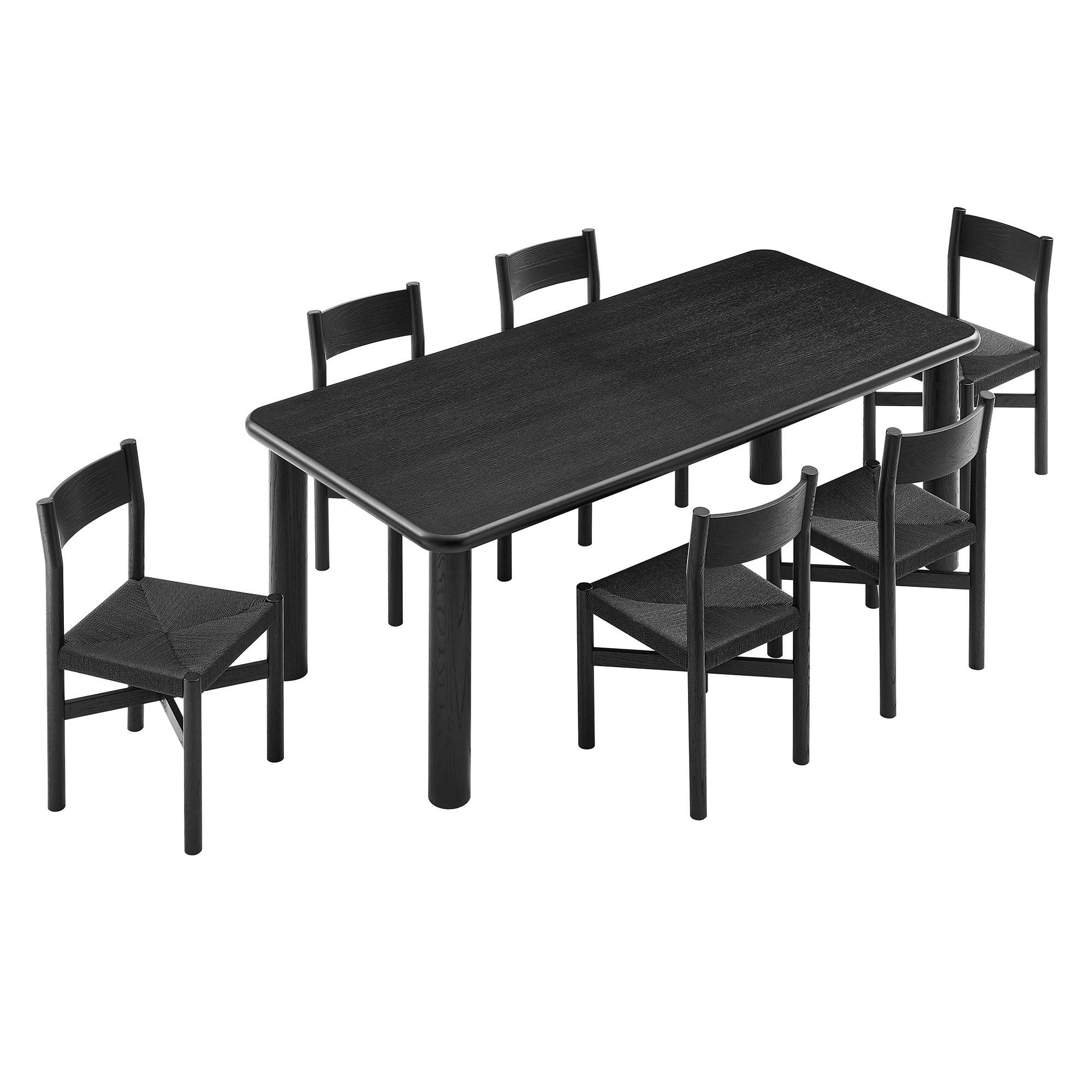 Modway Alvia 7-Piece Oak Wood Extendable Dining Table and Chairs Set EEI-7554