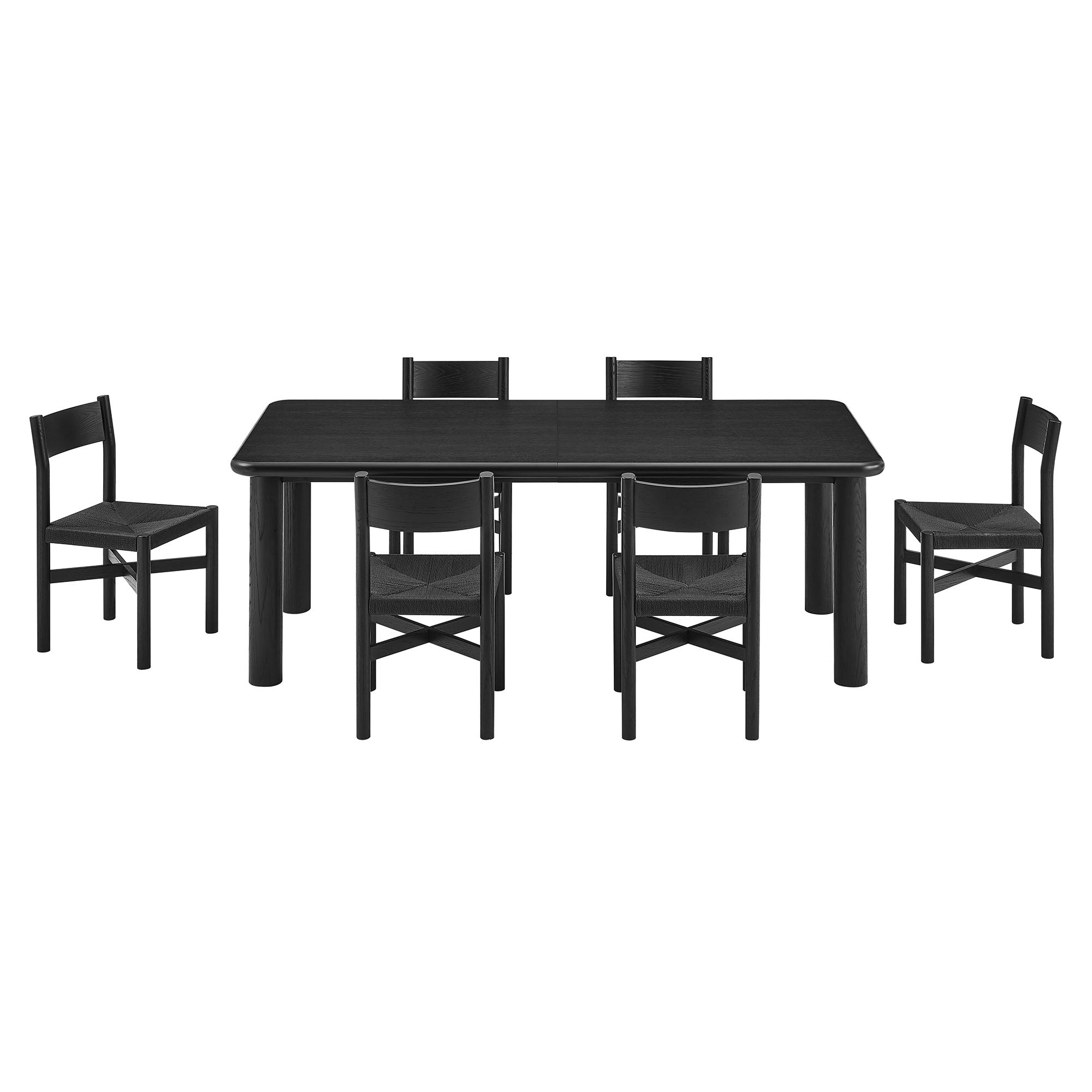 Modway Alvia 7-Piece Oak Wood Extendable Dining Table and Chairs Set EEI-7554