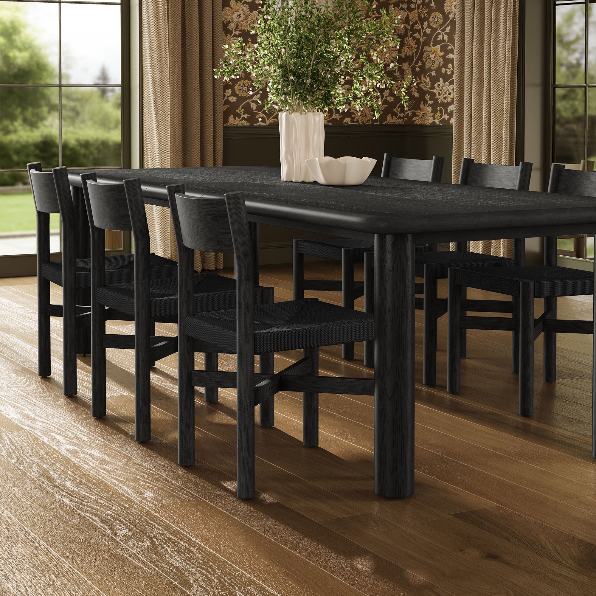 Modway Alvia 7-Piece Oak Wood Extendable Dining Table and Chairs Set EEI-7554