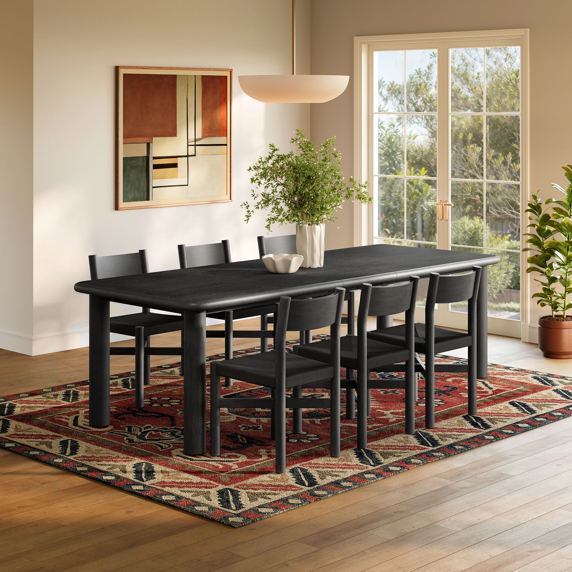 Modway Alvia 7-Piece Oak Wood Extendable Dining Table and Chairs Set EEI-7554