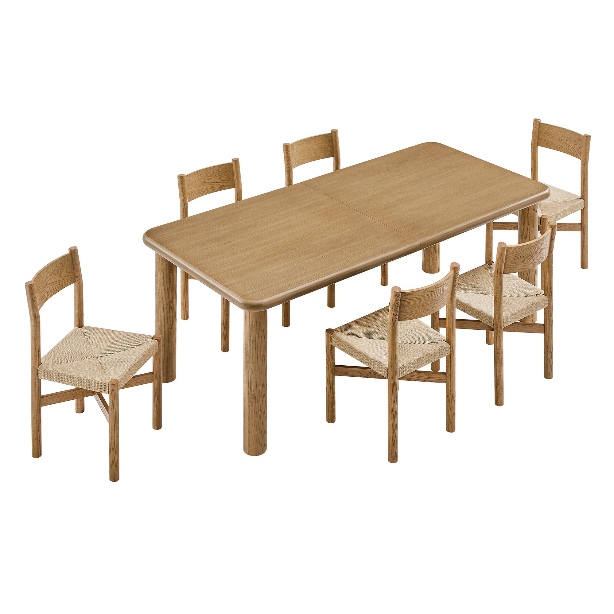 Modway Alvia 7-Piece Oak Wood Extendable Dining Table and Chairs Set EEI-7554