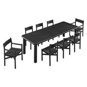 Modway Alvia 9-Piece Oak Wood Extendable Dining Table and Chairs Set EEI-7555