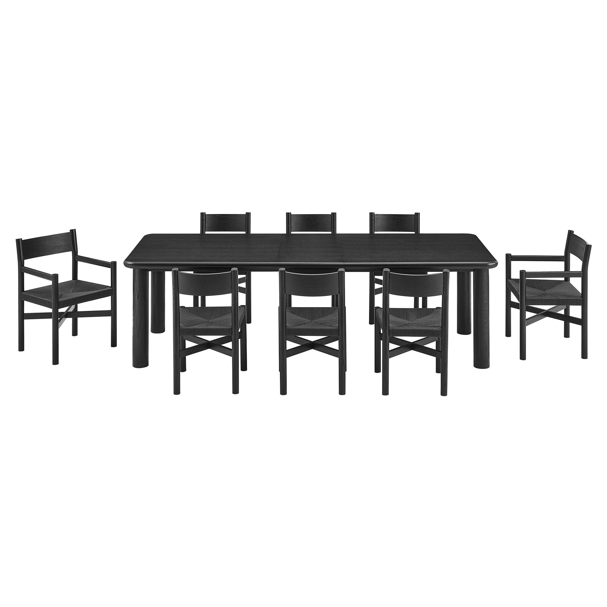 Modway Alvia 9-Piece Oak Wood Extendable Dining Table and Chairs Set EEI-7555