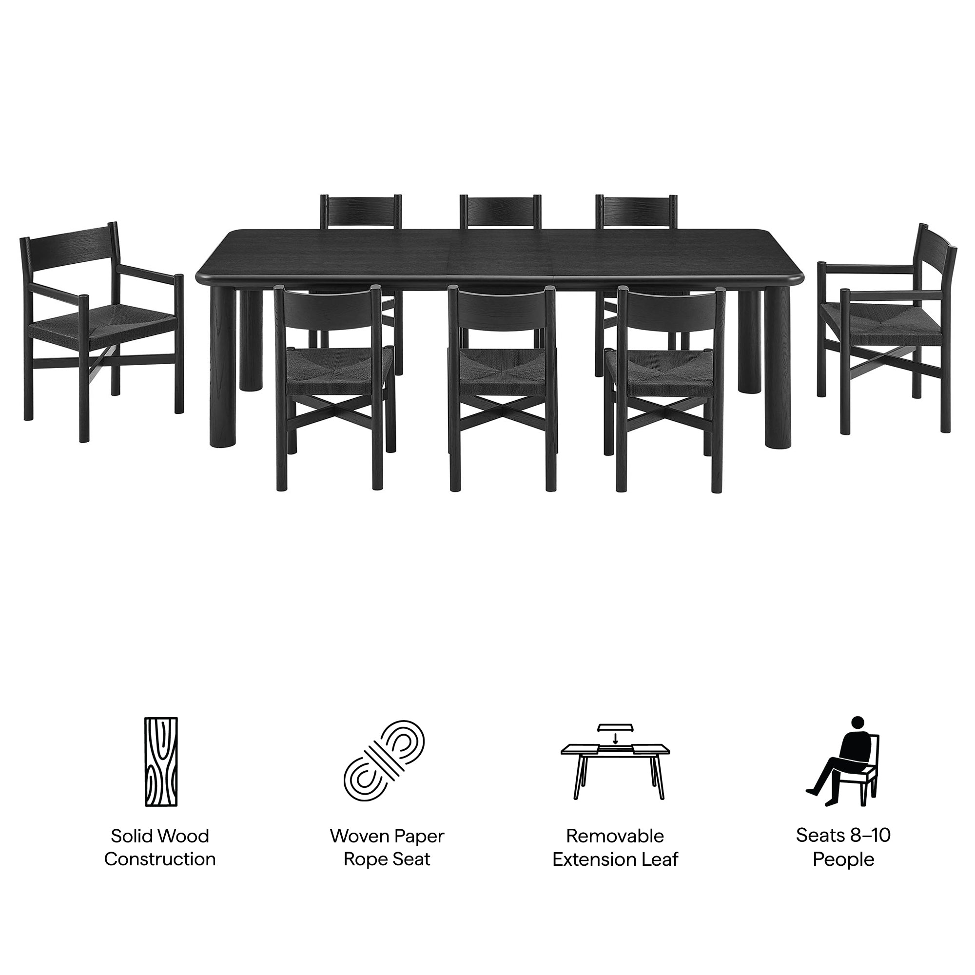 Modway Alvia 9-Piece Oak Wood Extendable Dining Table and Chairs Set EEI-7555
