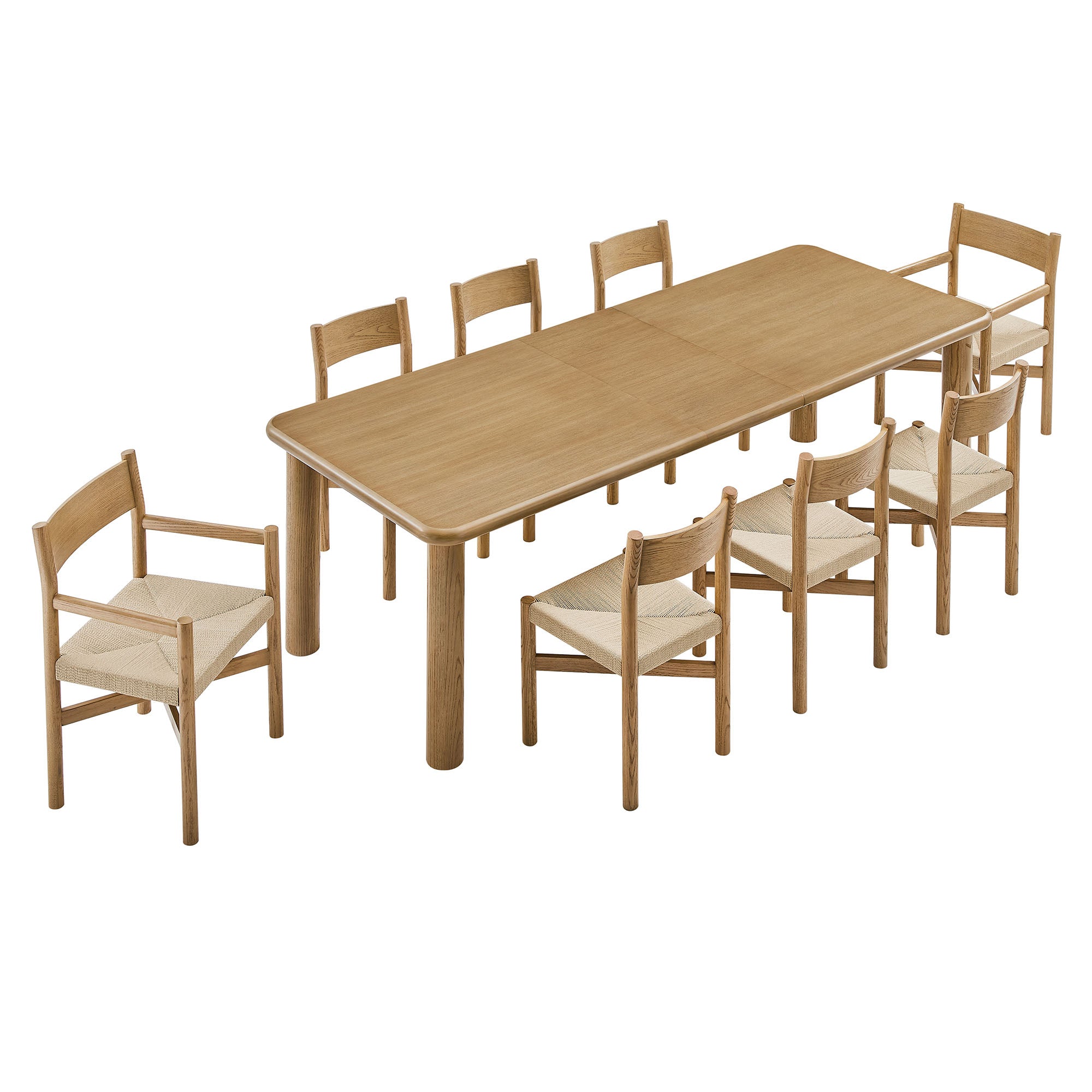 Modway Alvia 9-Piece Oak Wood Extendable Dining Table and Chairs Set EEI-7555