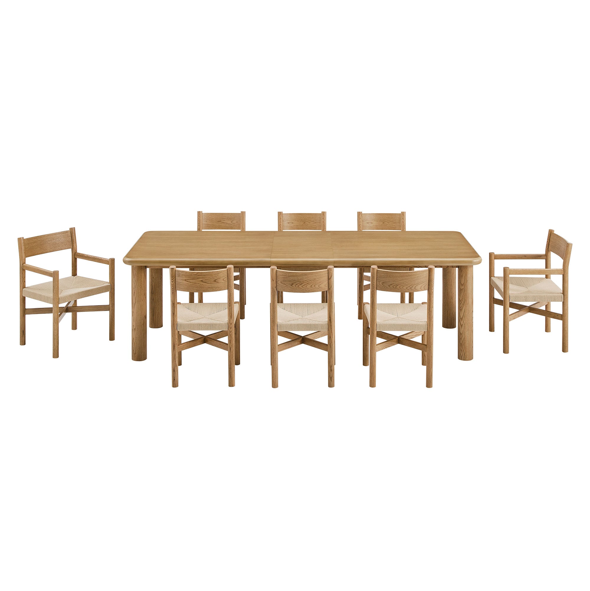 Modway Alvia 9-Piece Oak Wood Extendable Dining Table and Chairs Set EEI-7555