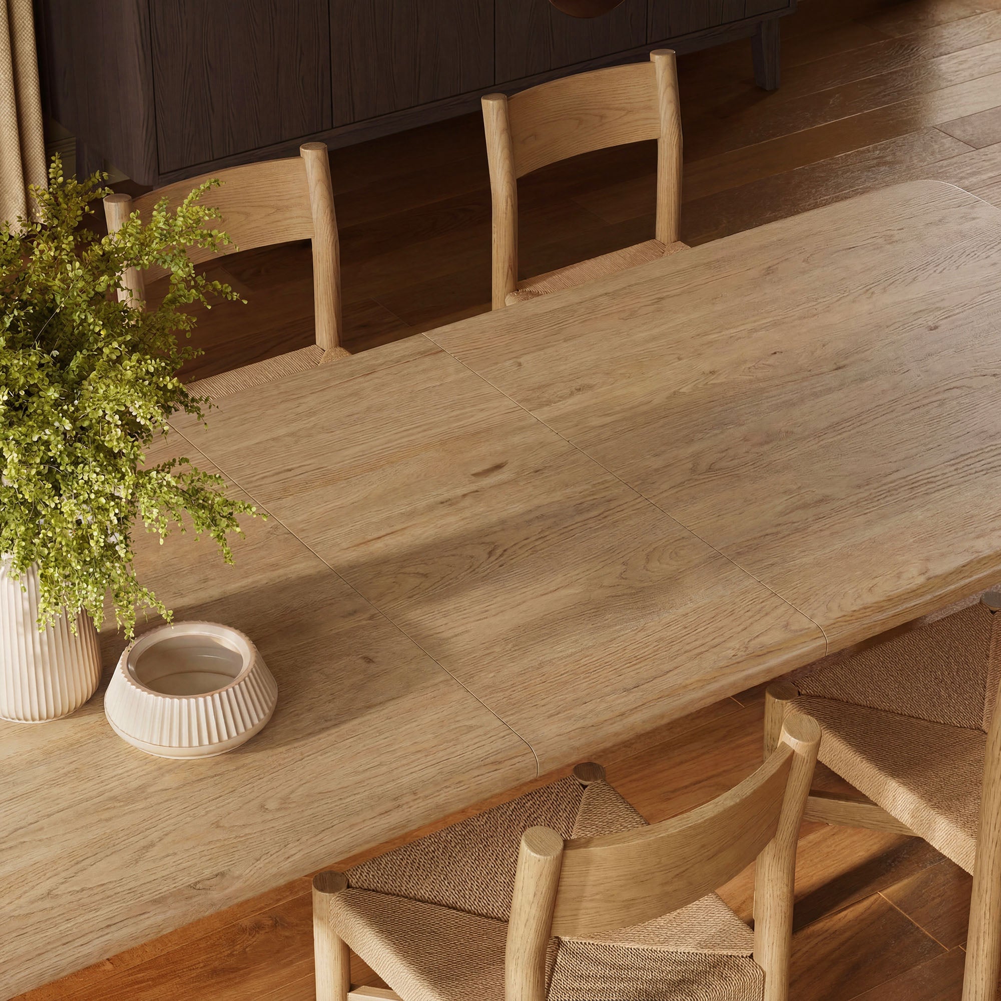 Modway Alvia 9-Piece Oak Wood Extendable Dining Table and Chairs Set EEI-7555