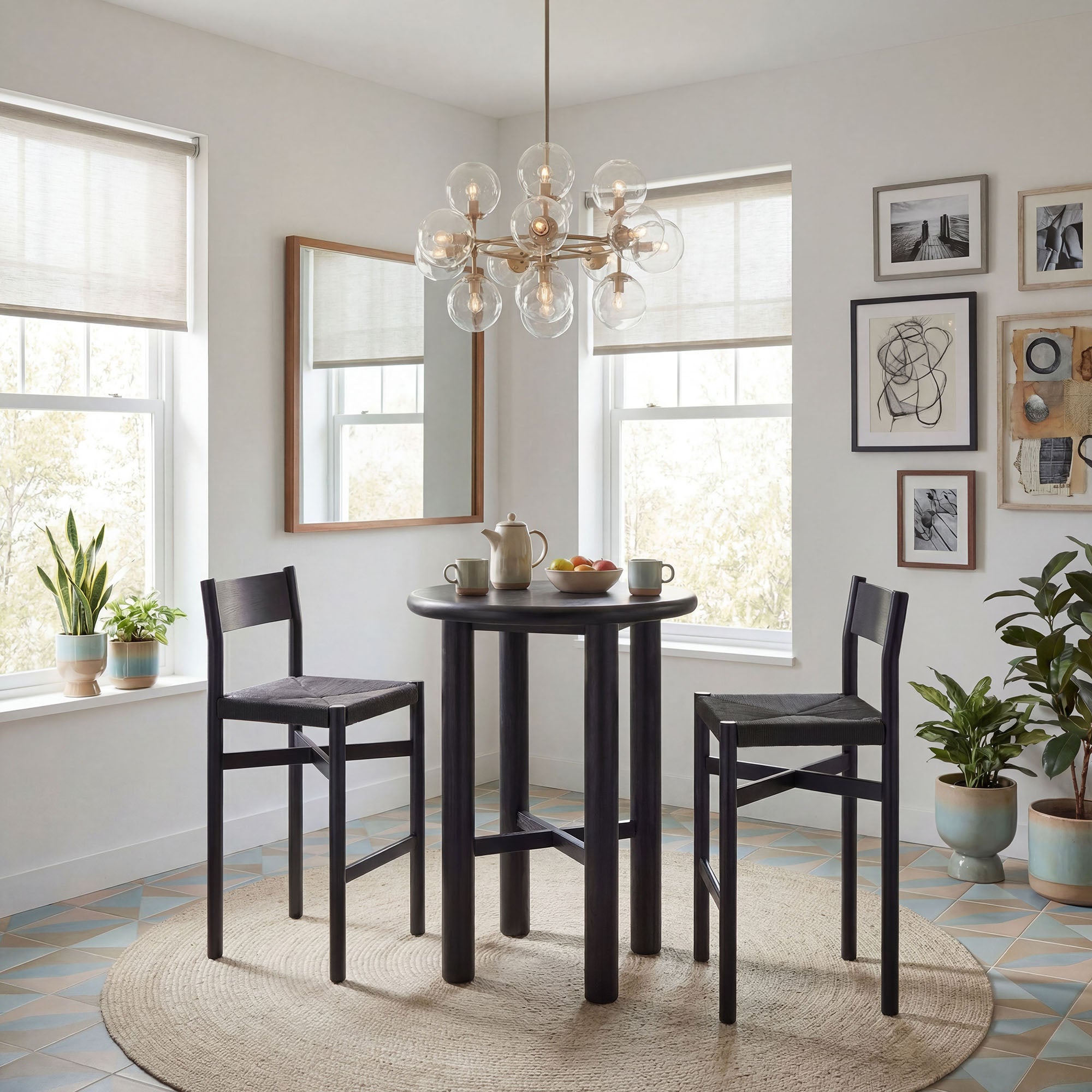 Modway Alvia 3-Piece Round Oak Wood Bar Table With Bar Stools Set EEI-7556