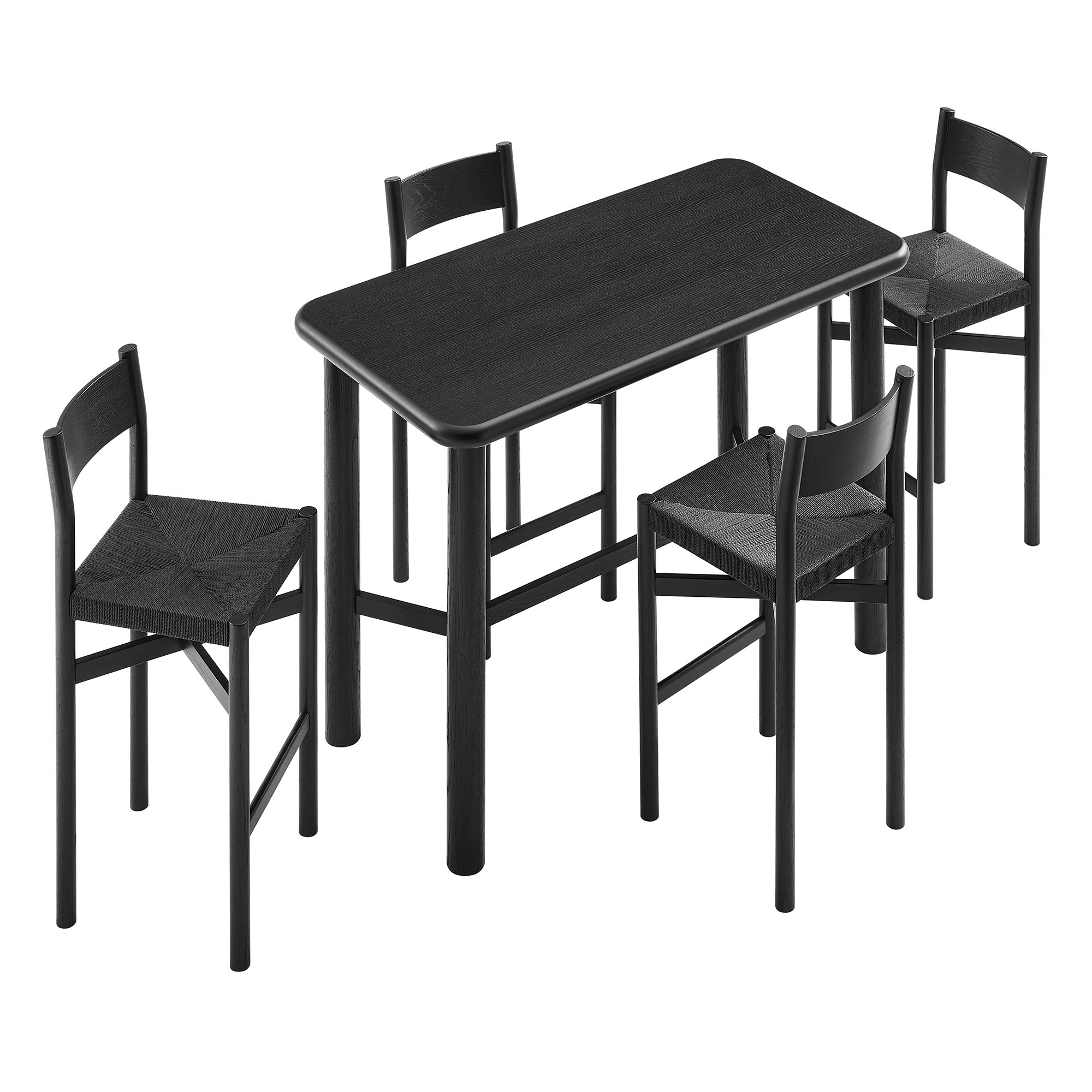 Modway Alvia 5-Piece Rectangular Oak Wood Bar Table With Bar Stools Set EEI-7557