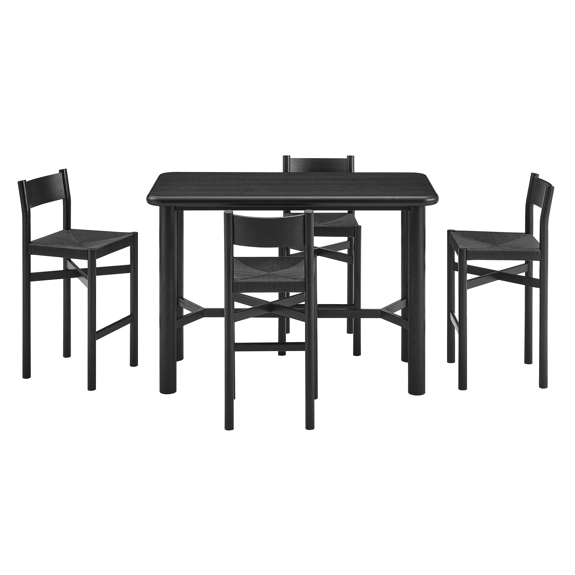 Modway Alvia 5-Piece Rectangular Oak Wood Bar Table With Bar Stools Set EEI-7557
