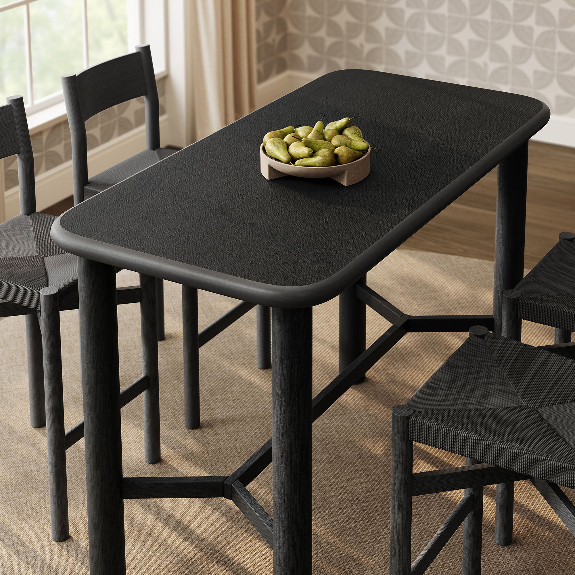 Modway Alvia 5-Piece Rectangular Oak Wood Bar Table With Bar Stools Set EEI-7557