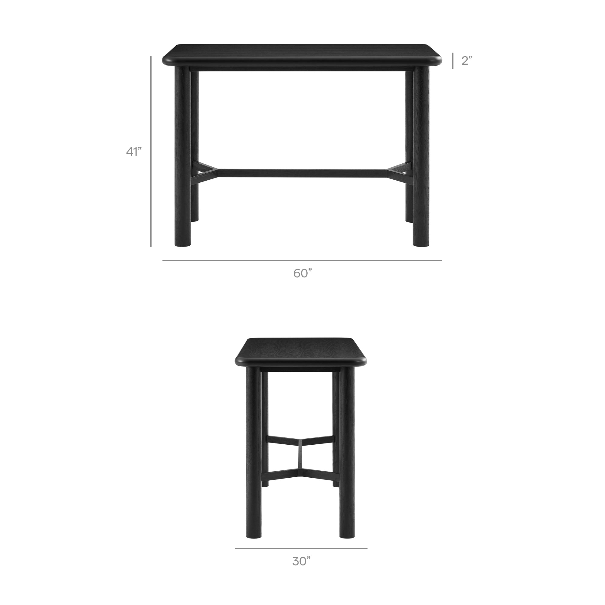 Modway Alvia 5-Piece Rectangular Oak Wood Bar Table With Bar Stools Set EEI-7557