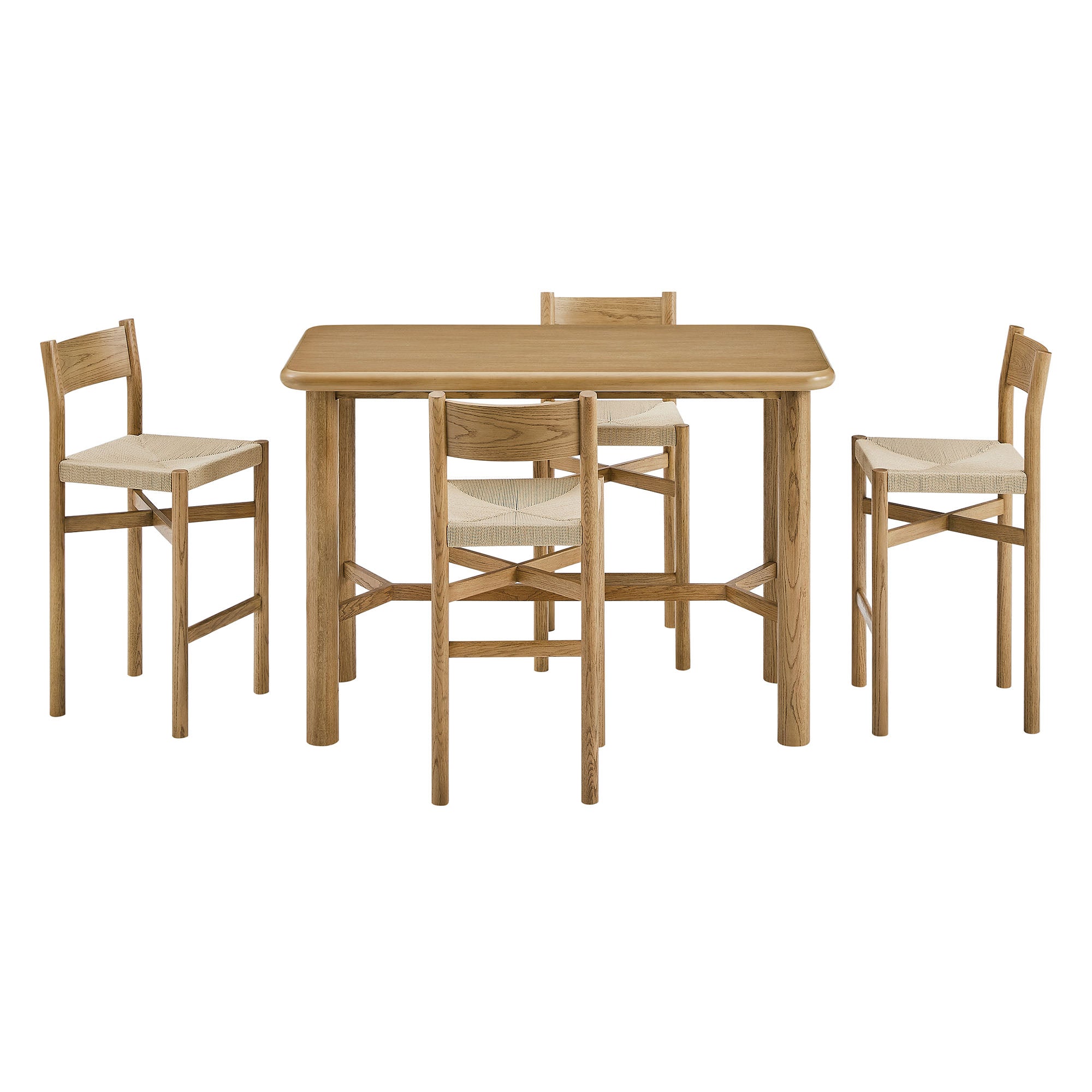 Modway Alvia 5-Piece Rectangular Oak Wood Bar Table With Bar Stools Set EEI-7557