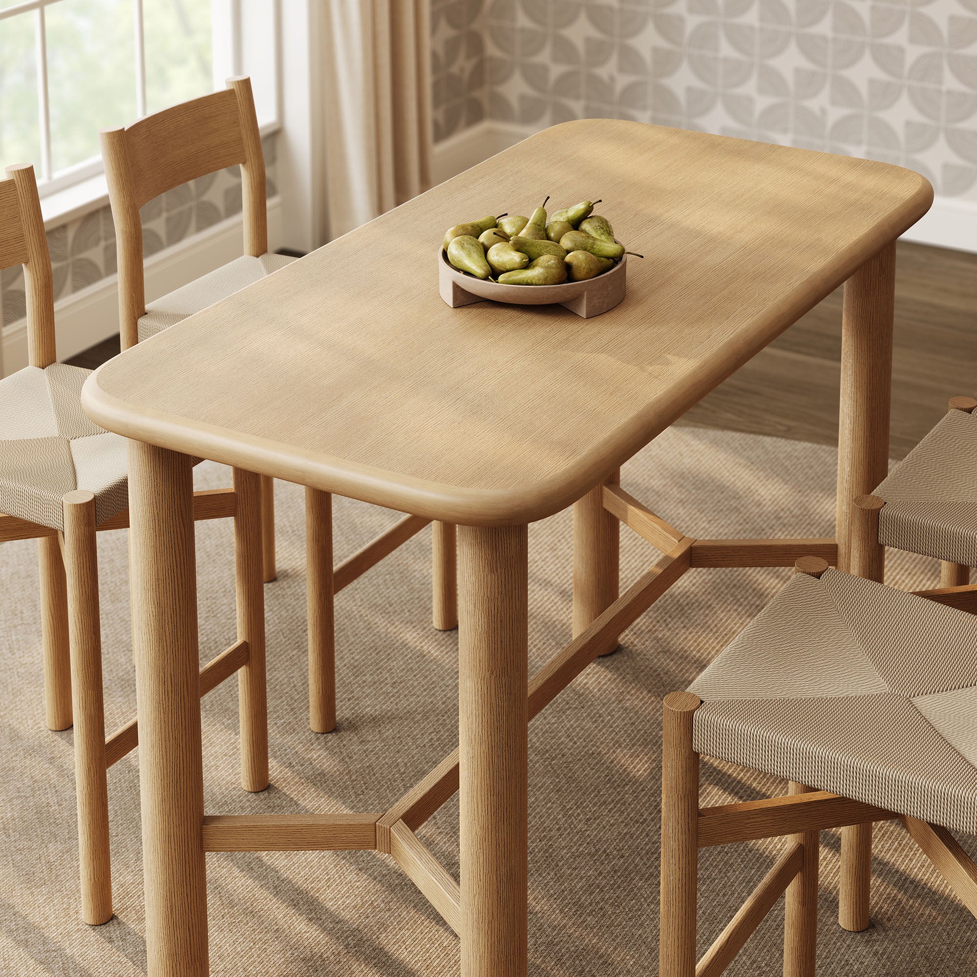 Modway Alvia 5-Piece Rectangular Oak Wood Bar Table With Bar Stools Set EEI-7557