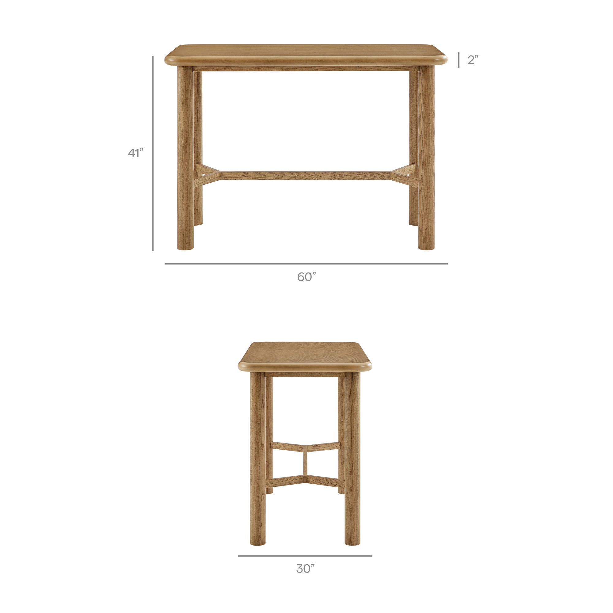Modway Alvia 5-Piece Rectangular Oak Wood Bar Table With Bar Stools Set EEI-7557
